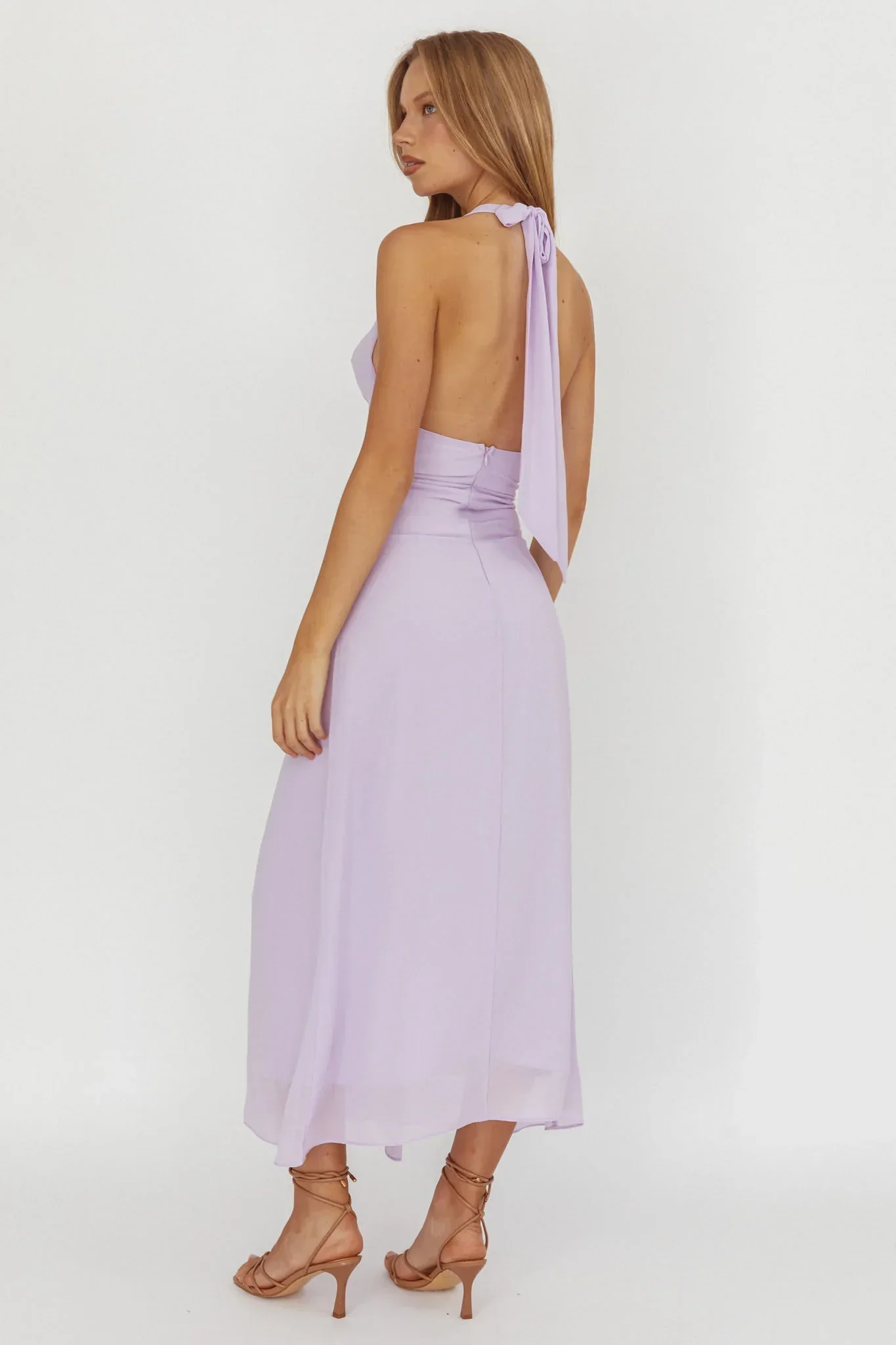 Maretha Cowl Halterneck Maxi Dress Lilac
