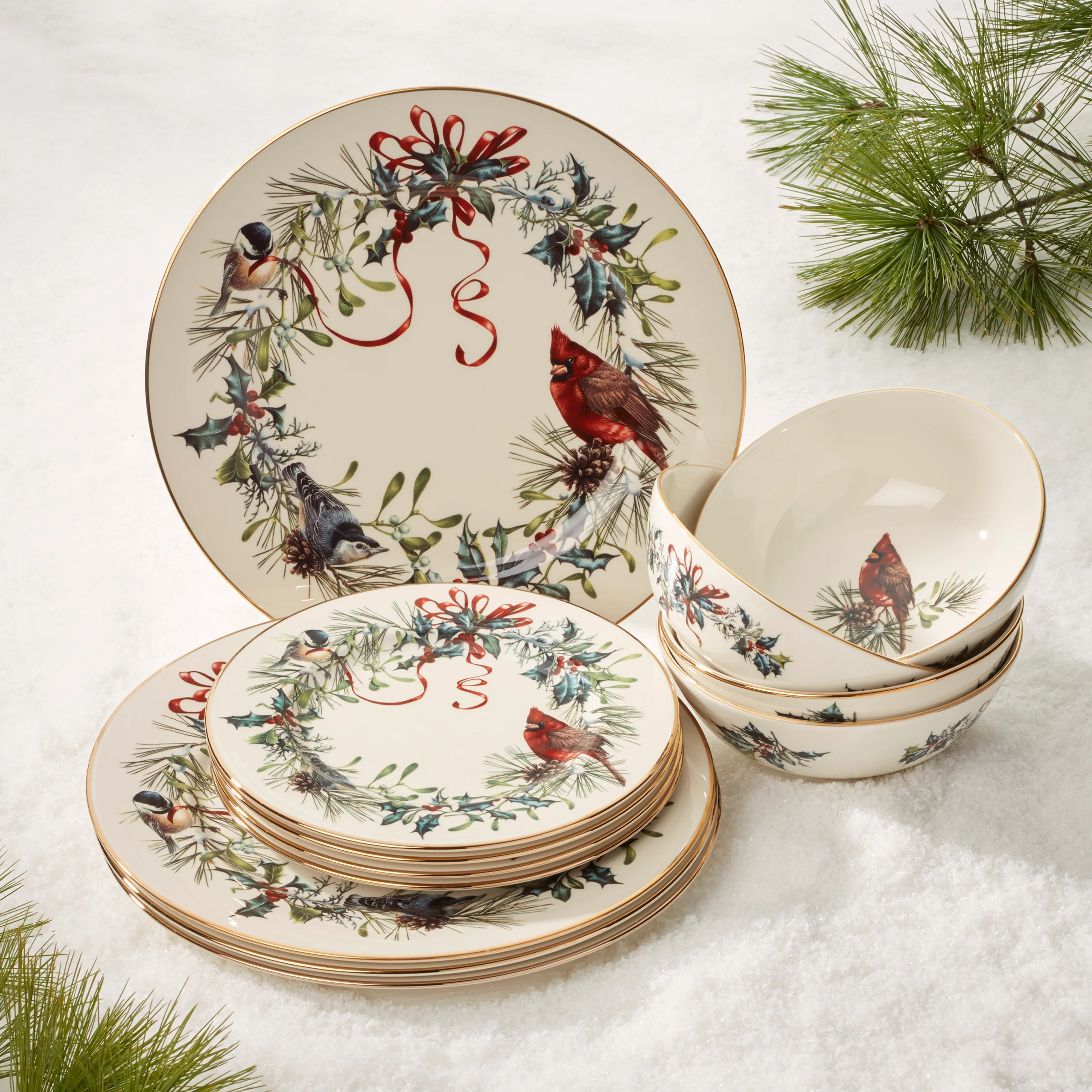 Winter Greetings 12-Piece Dinnerware Set
