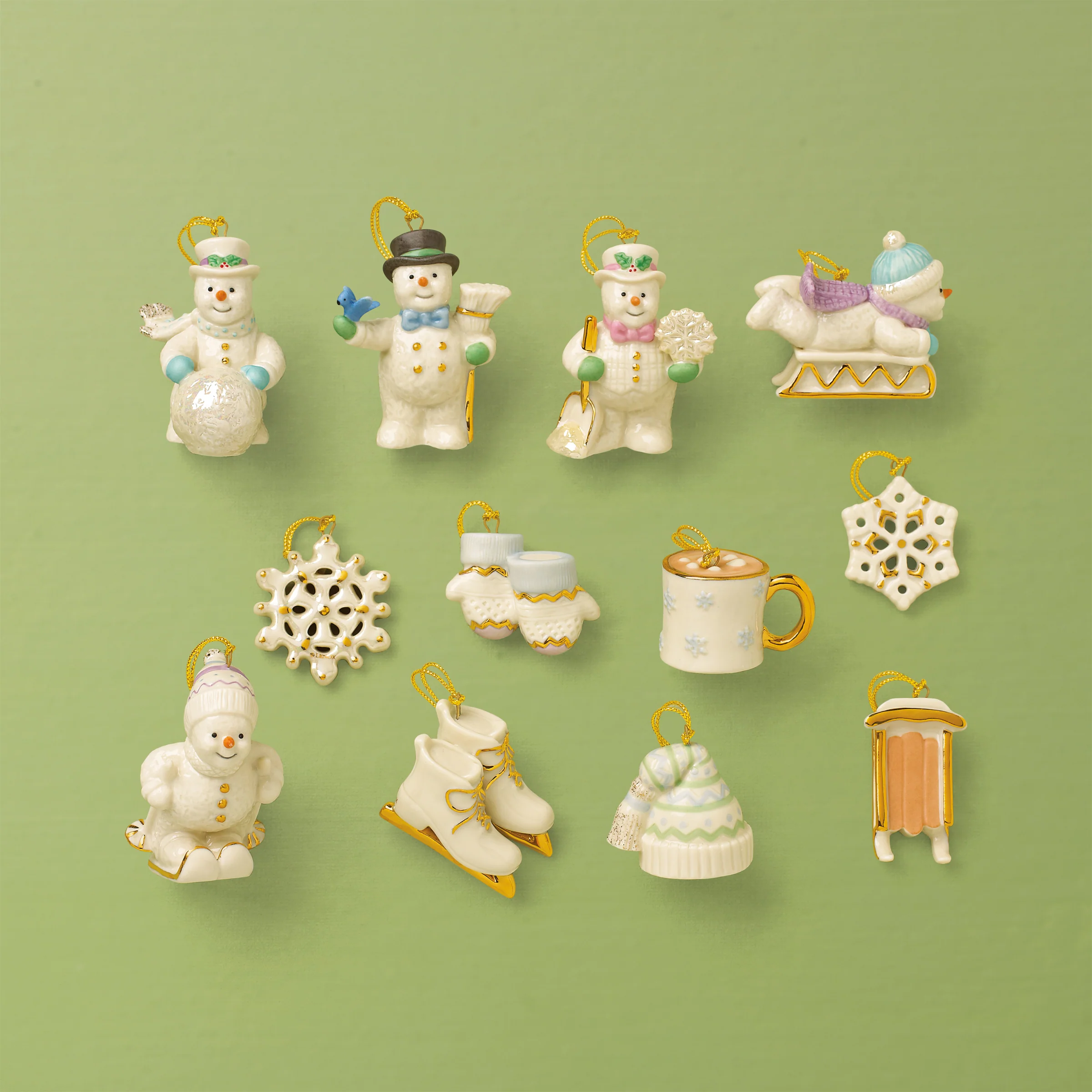 Snow Pals Christmas 12-Piece Ornament + Tree Set