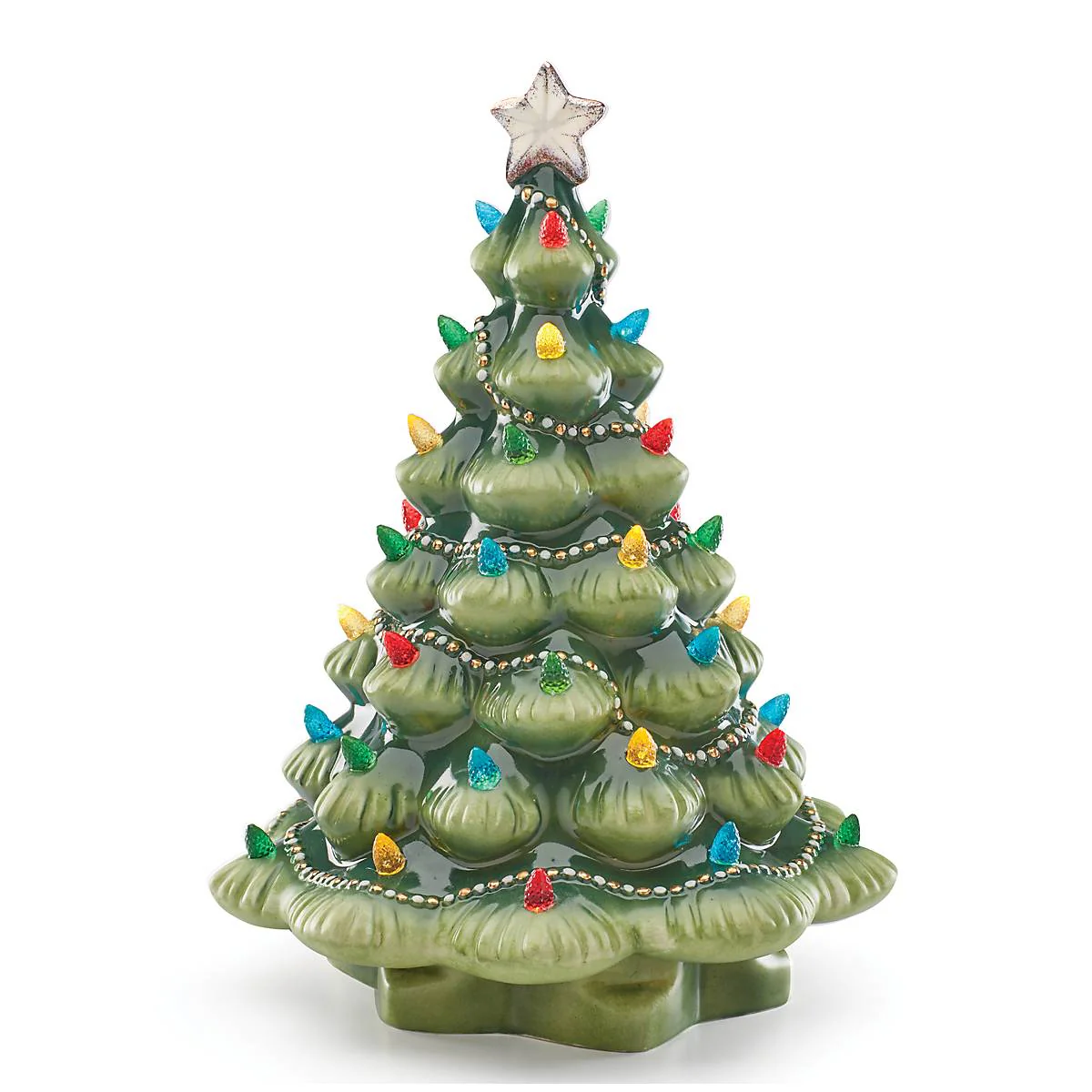 Treasured Traditions Green Light-Up Tree Figurine