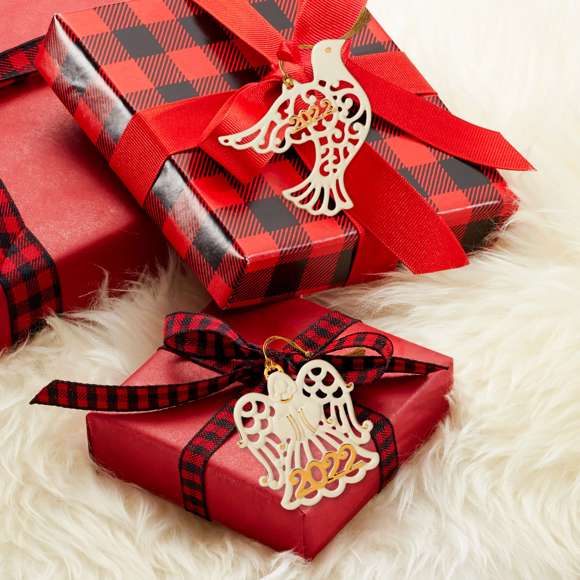 2022 Pierced Dove & Angel Ornaments, S/2