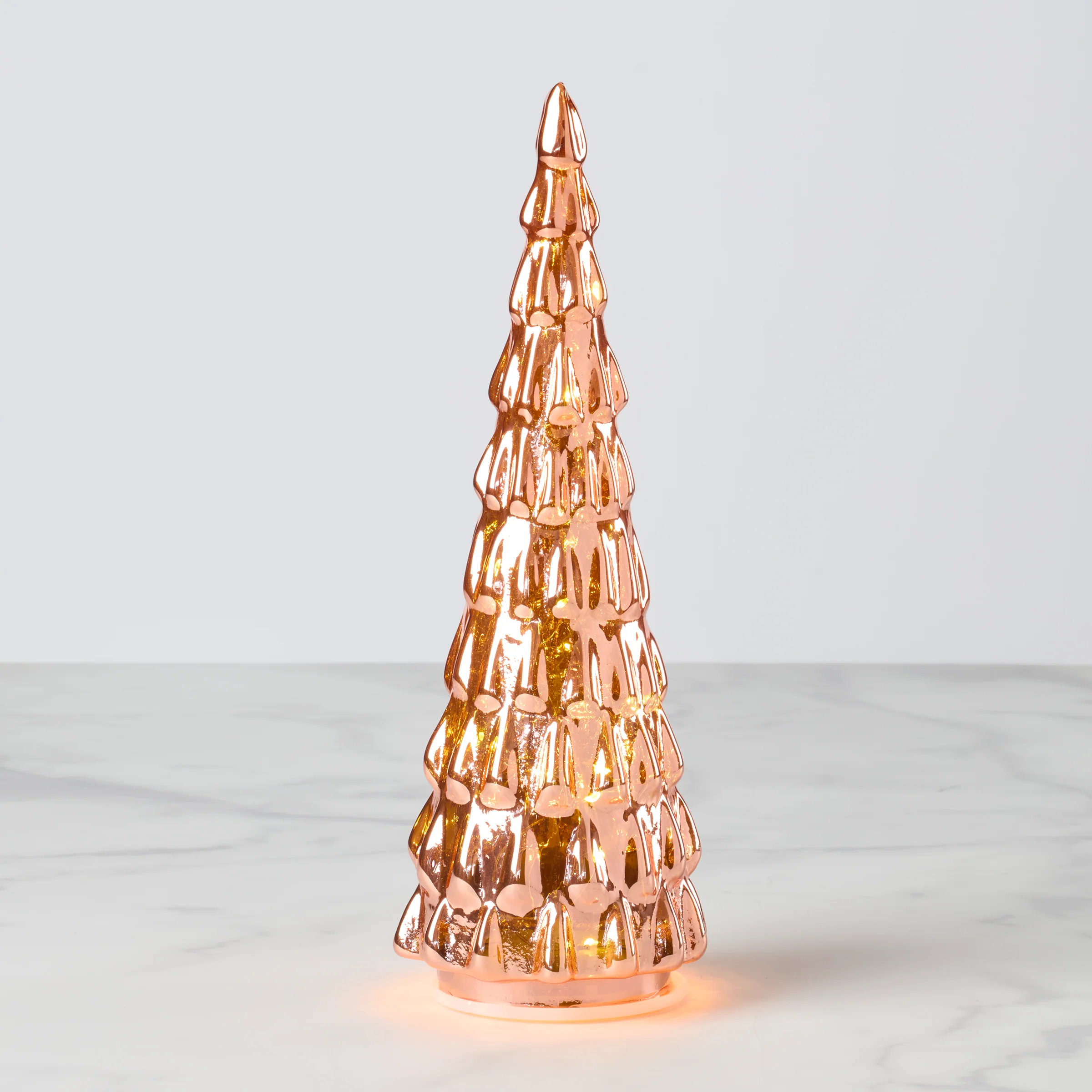 Led Lit Amber Glass Holiday Tree