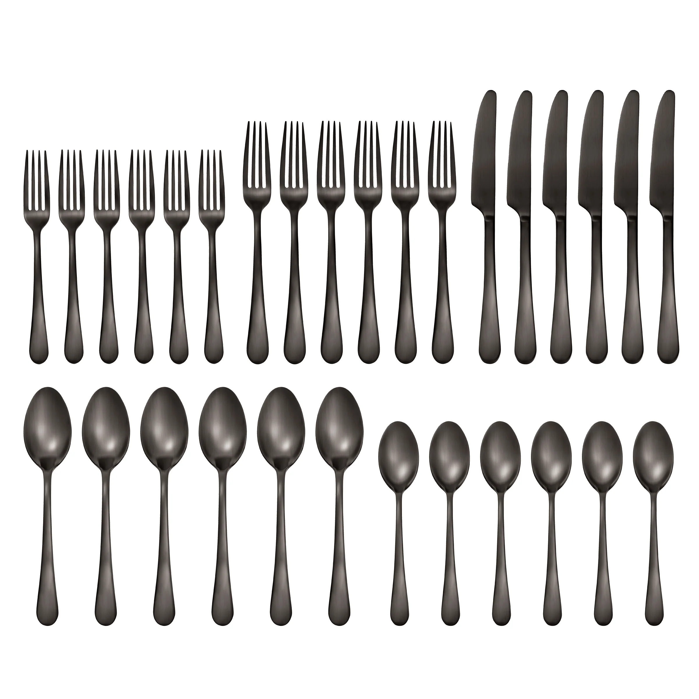 Mirabella Satin Gunmetal 30-Piece Flatware Set