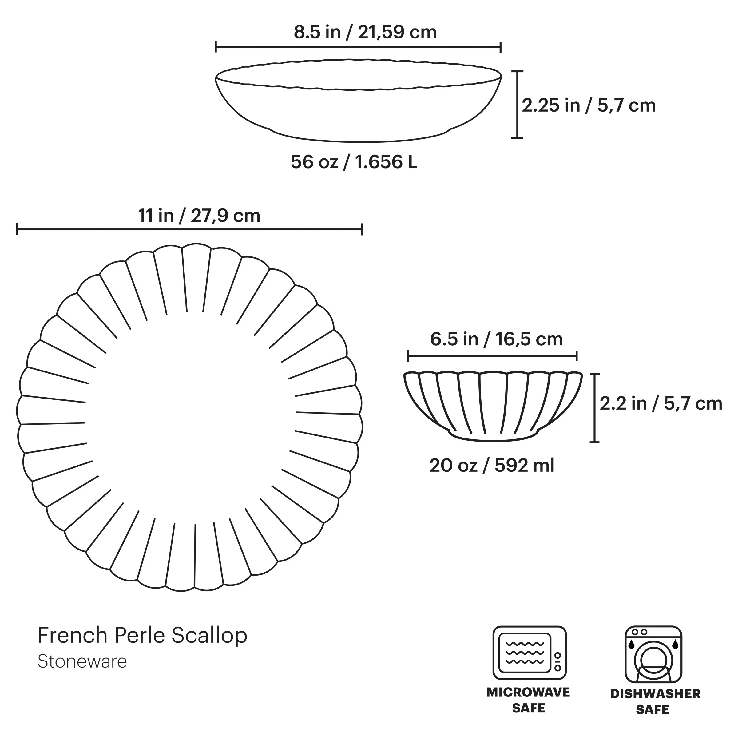 French Perle Scallop White 12-Piece Dinnerware Set