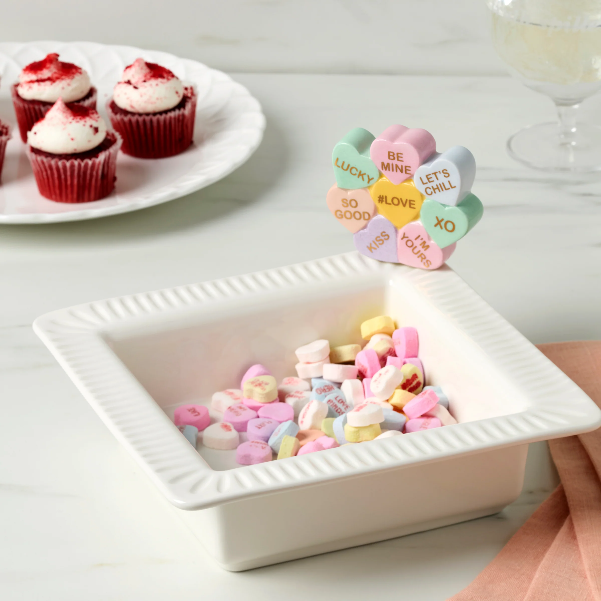 Profile Poppers Square Bowl & Heart Candy Set