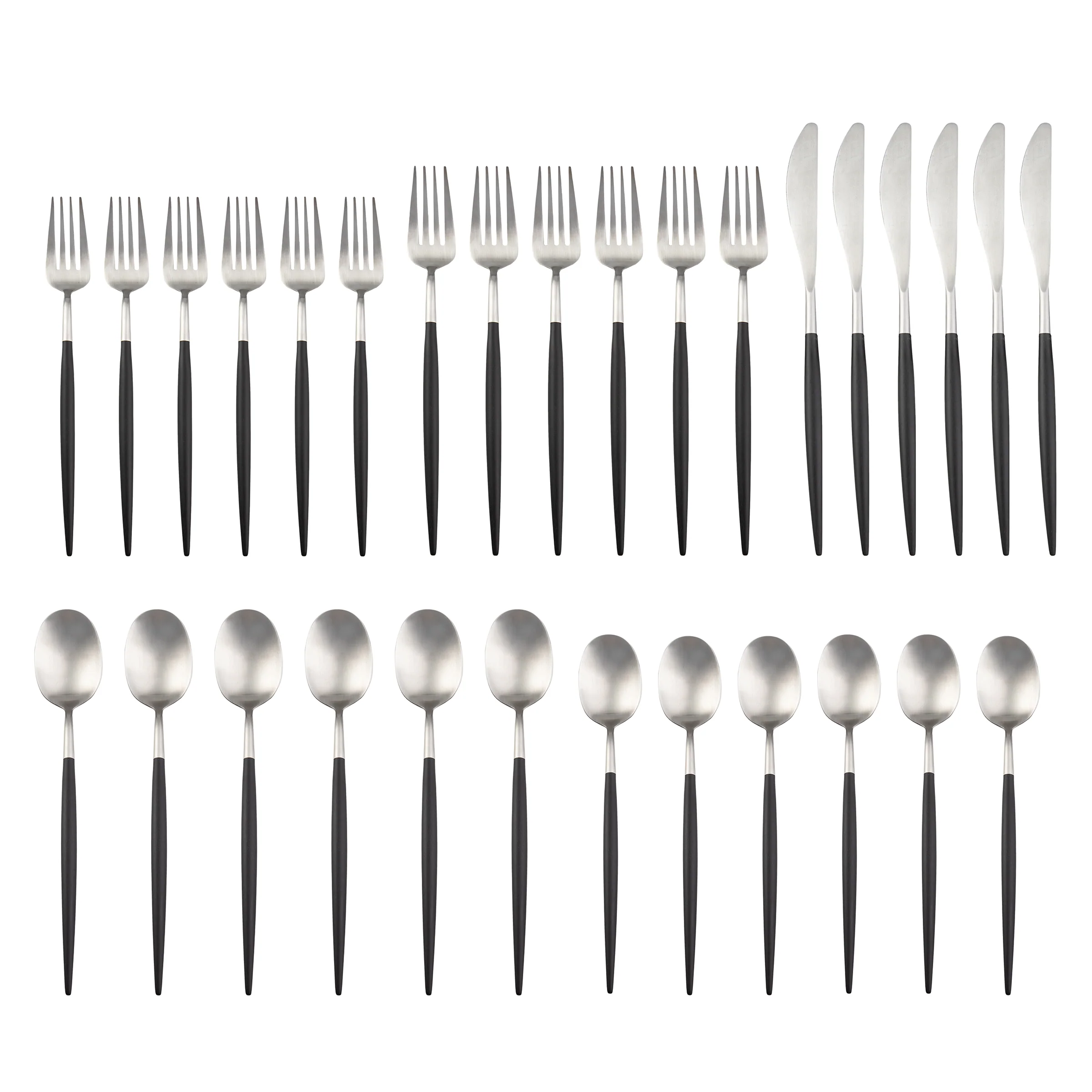 Evora Satin Black-Handle 30-Piece Set
