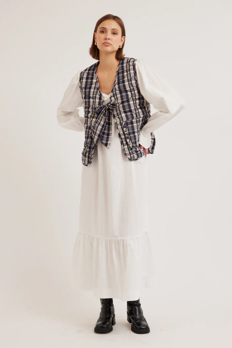 arte tie gilet - navy check