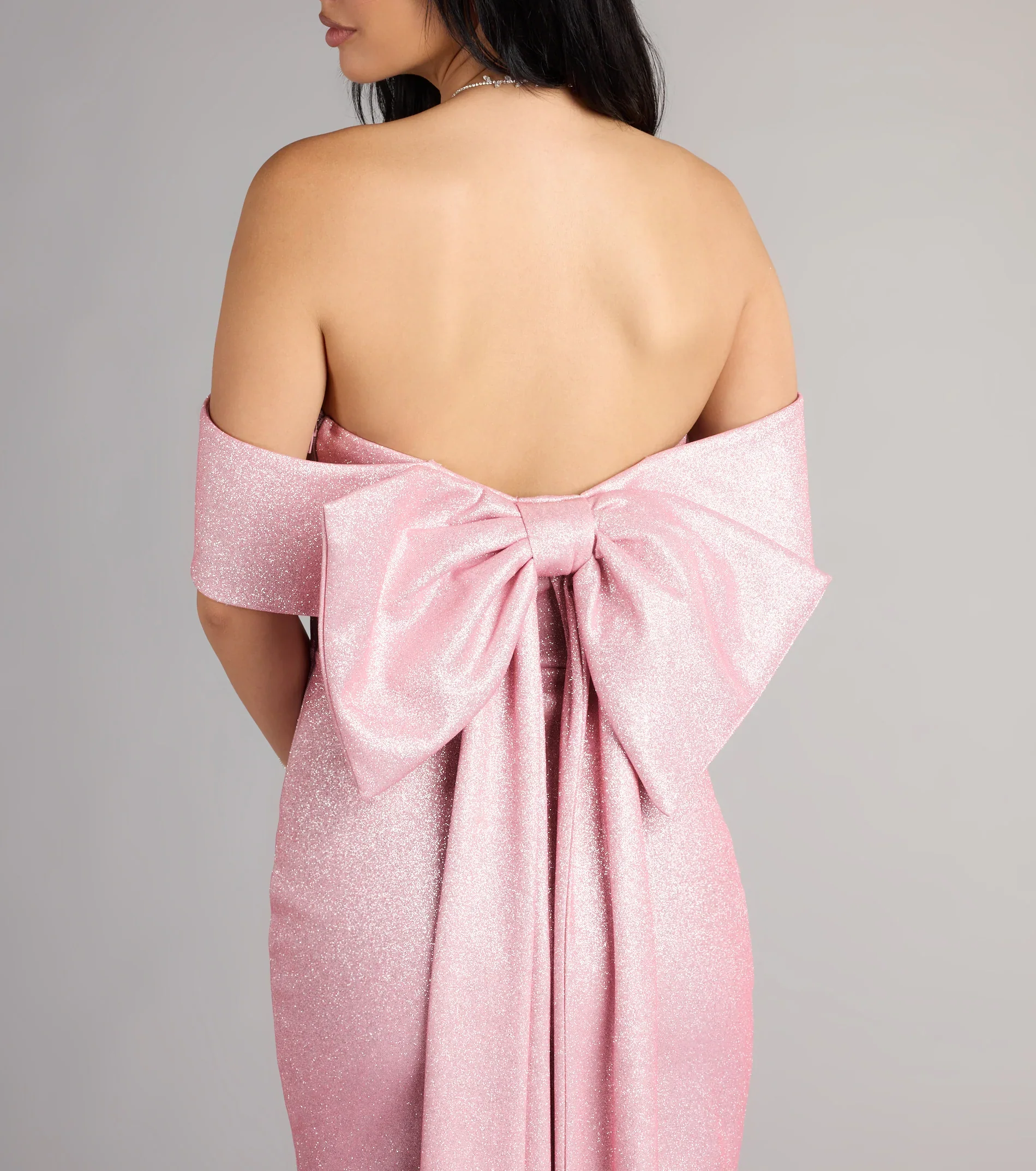 Lucinda Glitter Bow Mini Dress