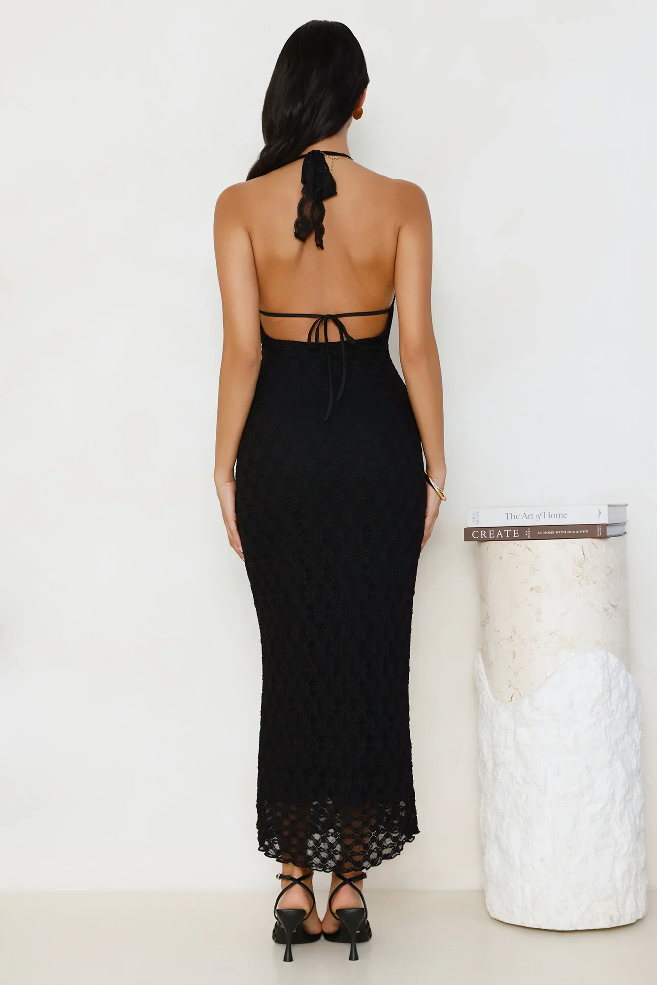 Lace Me Up Halter Maxi Dress