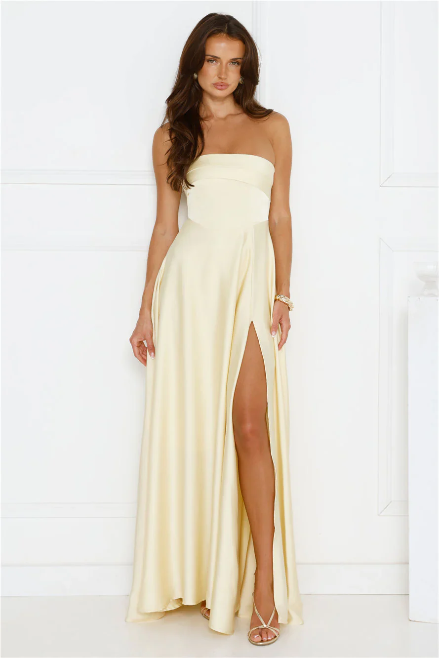 Unspoken Wishes Strapless Satin Maxi Dress