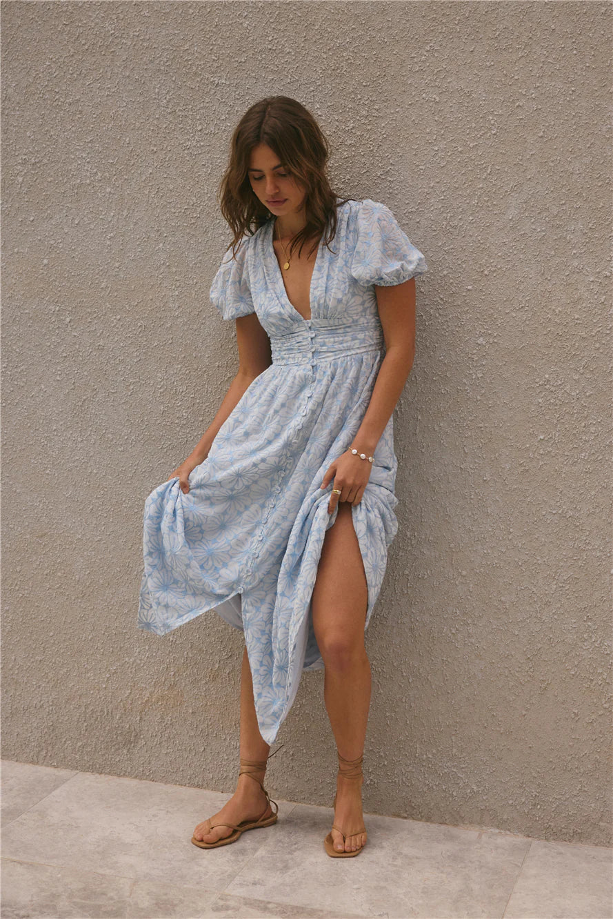 Floral Dreams Maxi Dress Blue
