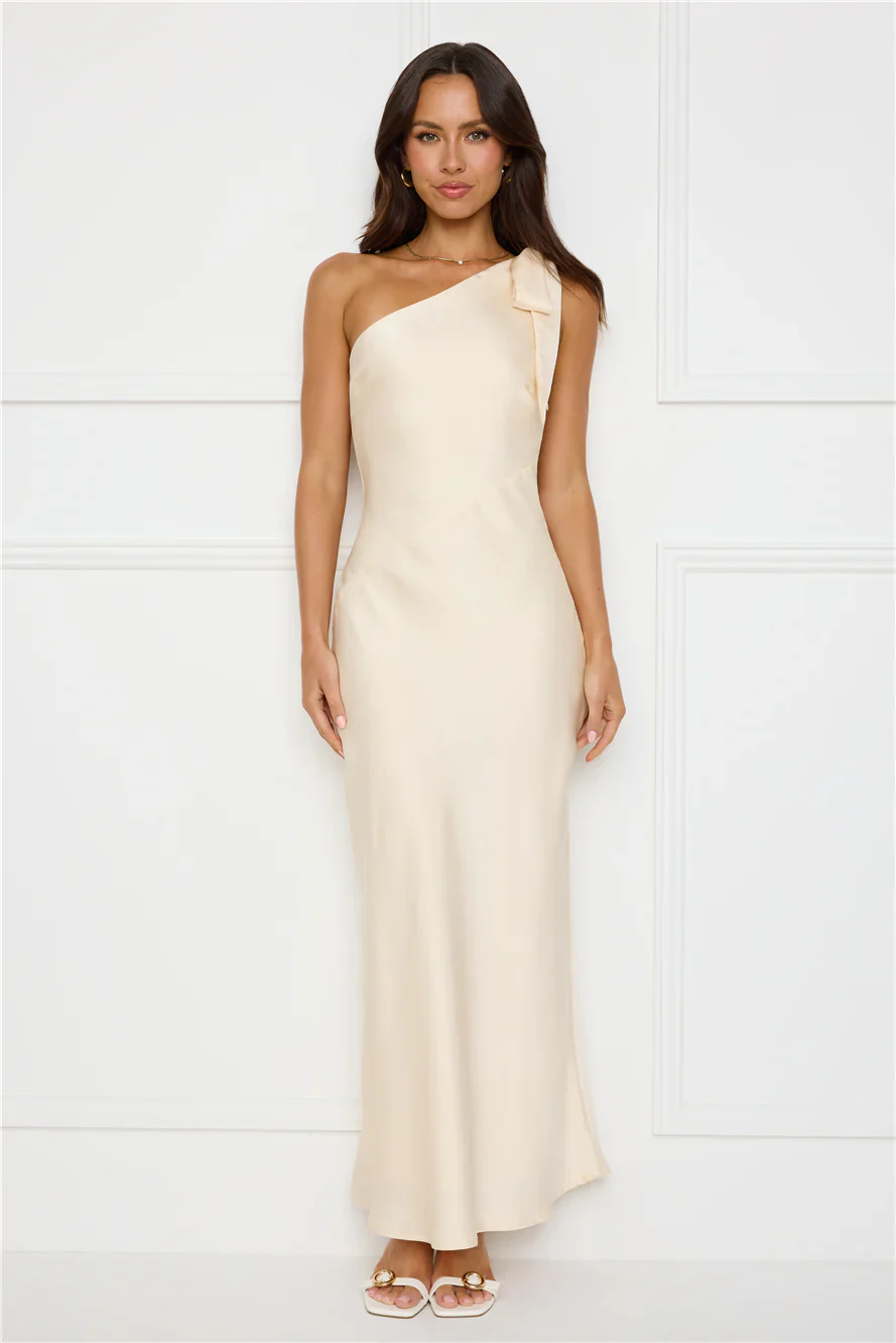 Night Of Distinction One Shoulder Satin Maxi Dress