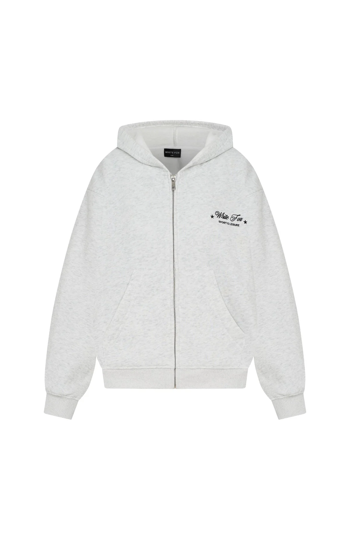 Just Try Again Boxy Zip Front Hoodie Grey Marle