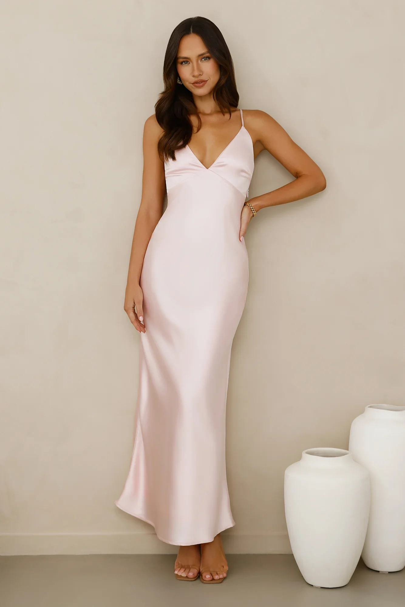 Chic 'Fit Slip Satin Maxi Dress
