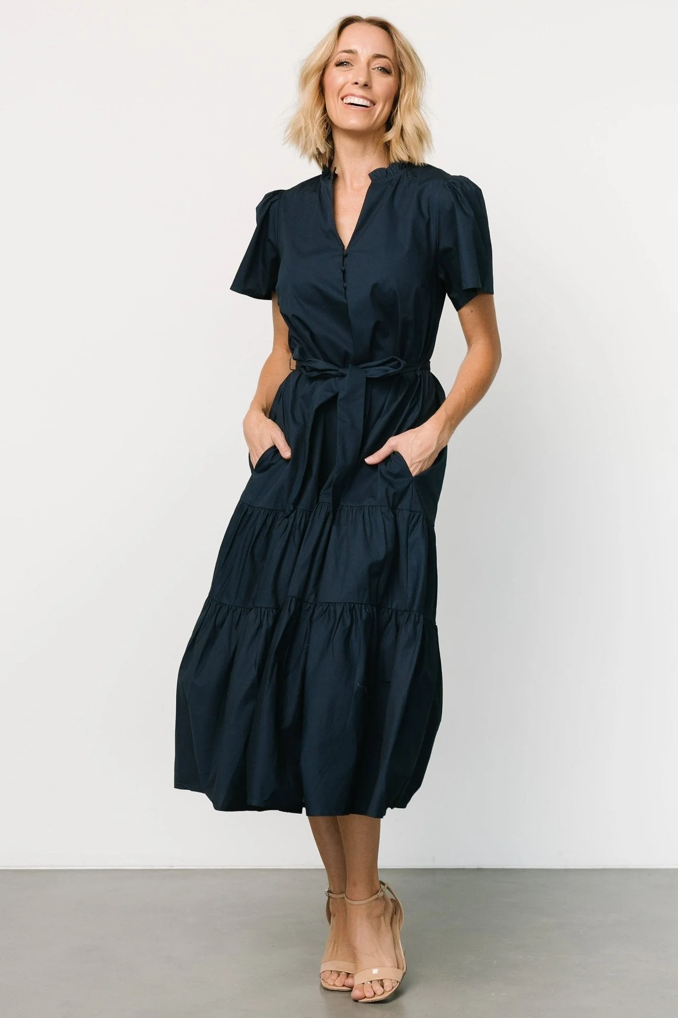 Providence Poplin Dress | Navy