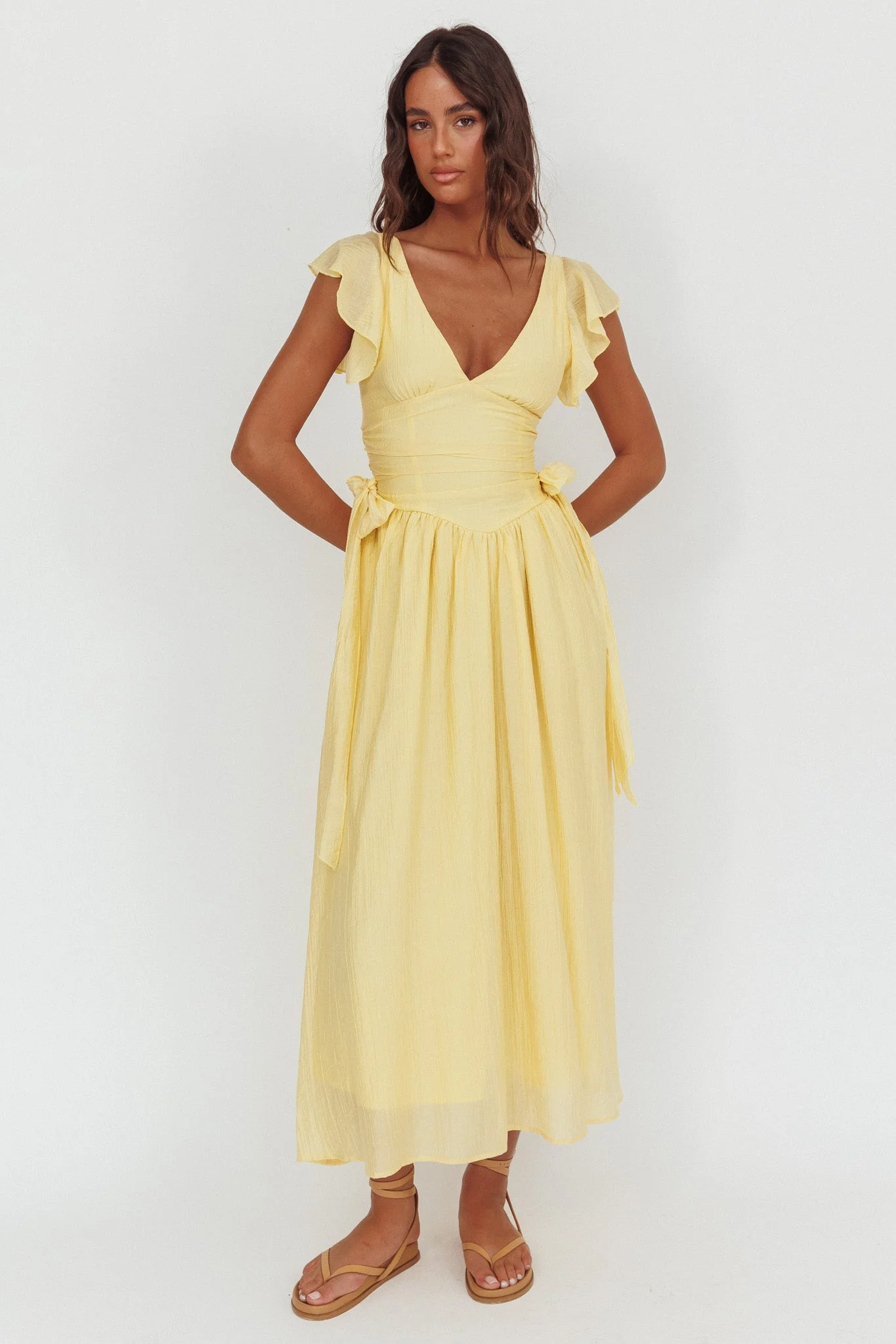 Elsewhere Waist Bows Maxi Dress Banana