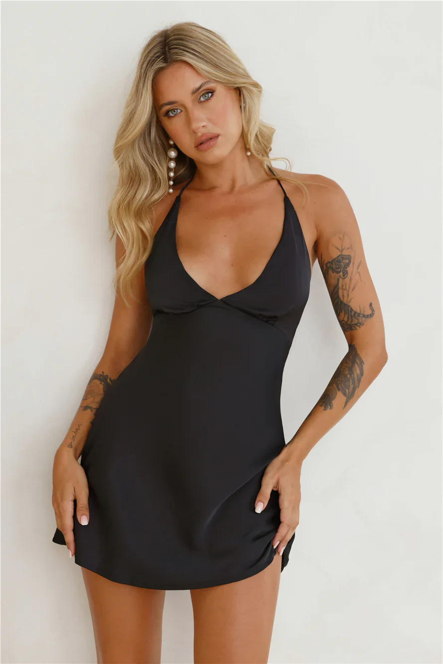 Yours To Love Satin Halter Mini Dress