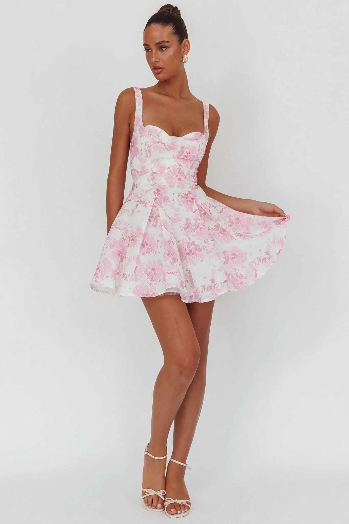 Get My Attention Off-Shoulder Mini Dress Floral Pink