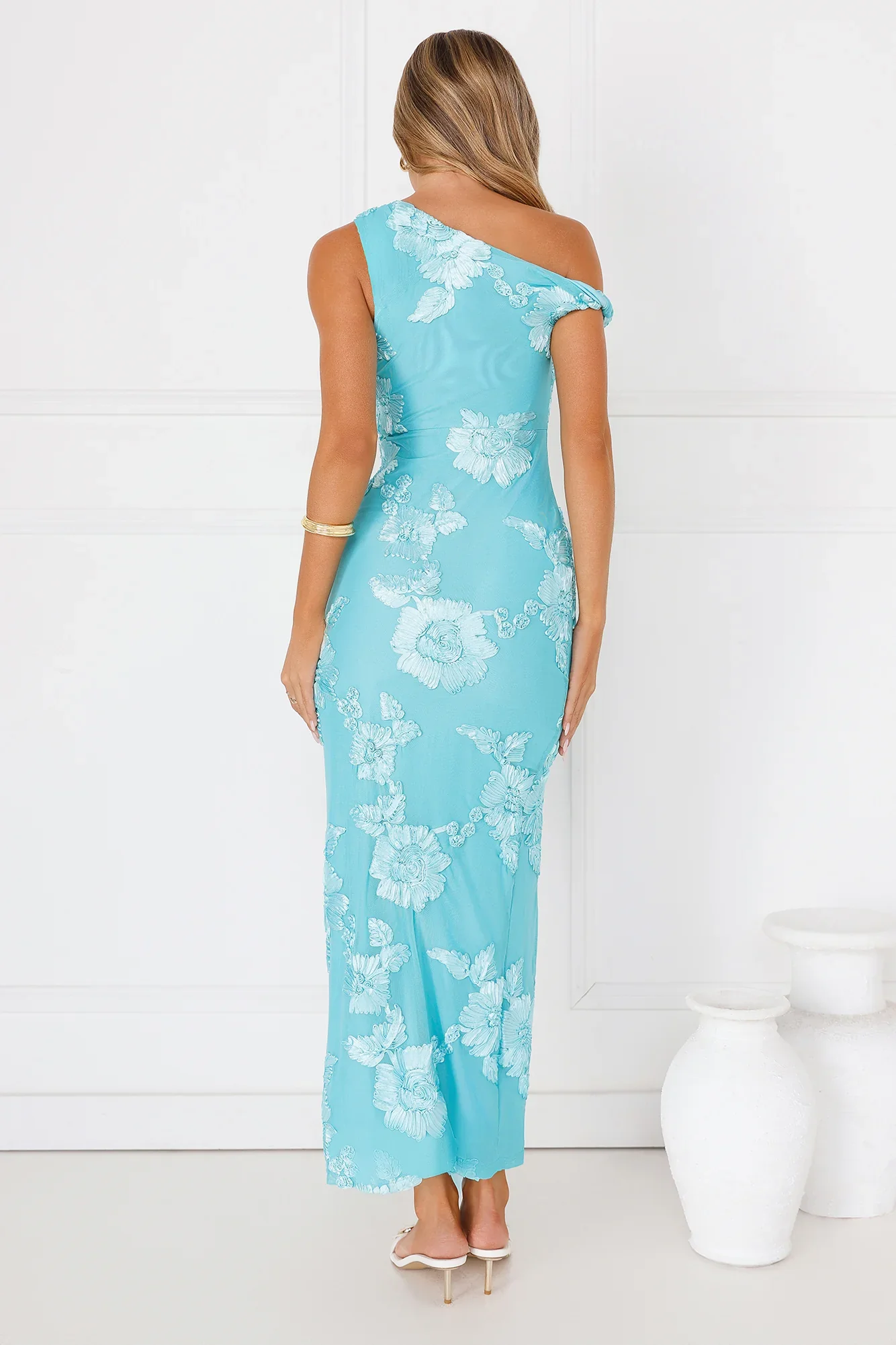 Billions Off Shoulder Mesh Maxi Dress