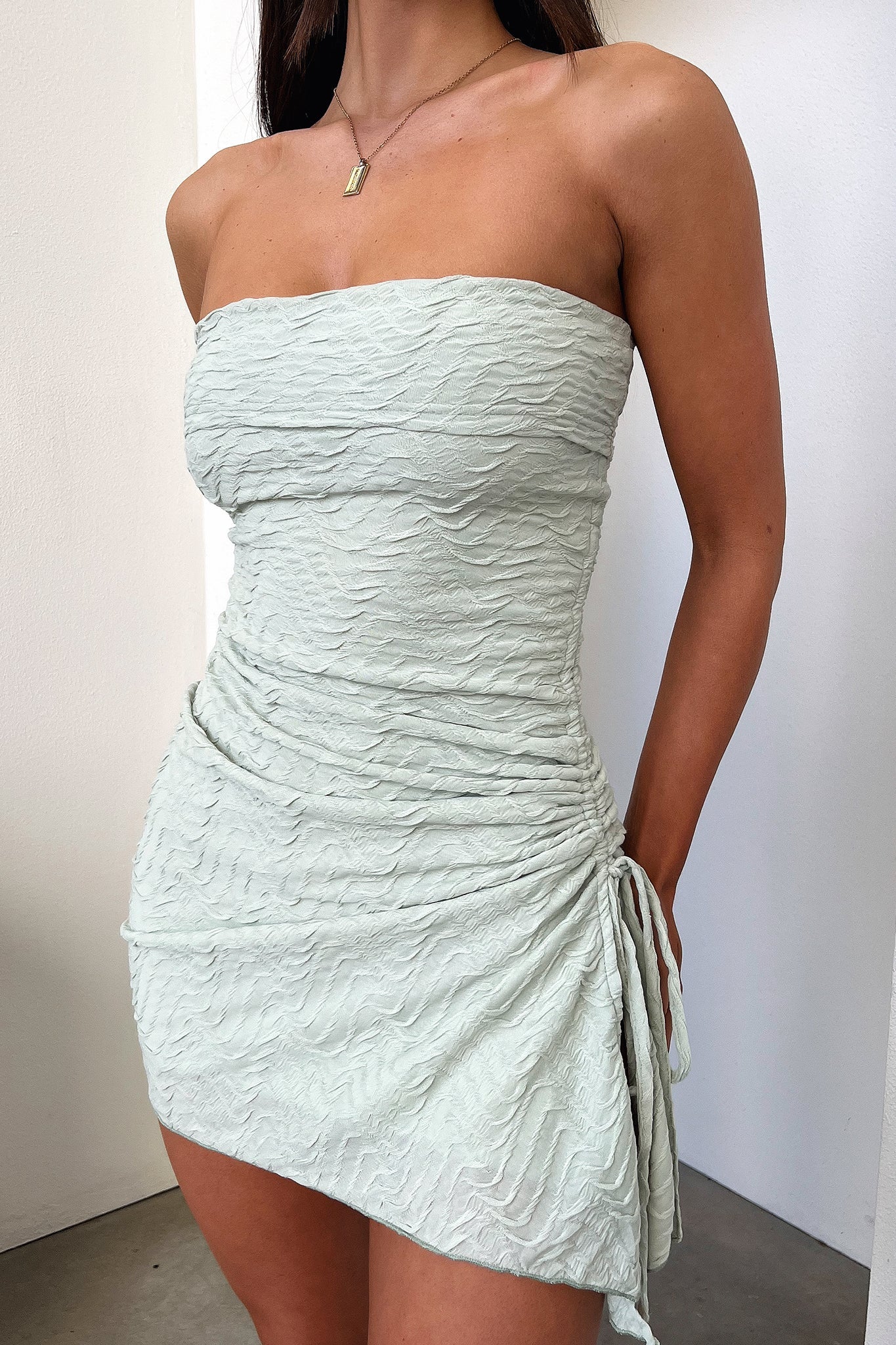 Shari Strapless Mini Dress - Sage
