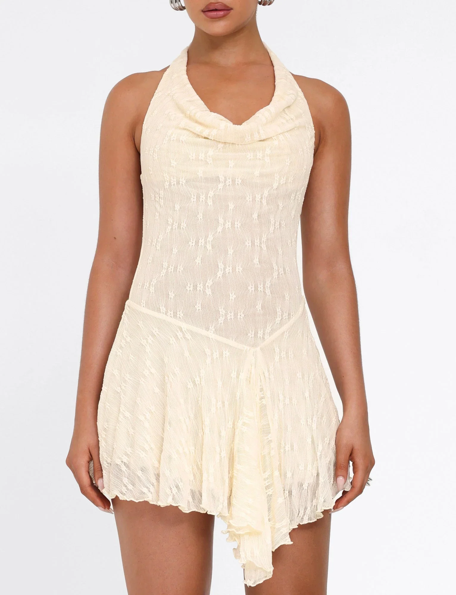 Fiorella Mini Dress - White : Lace : Cream