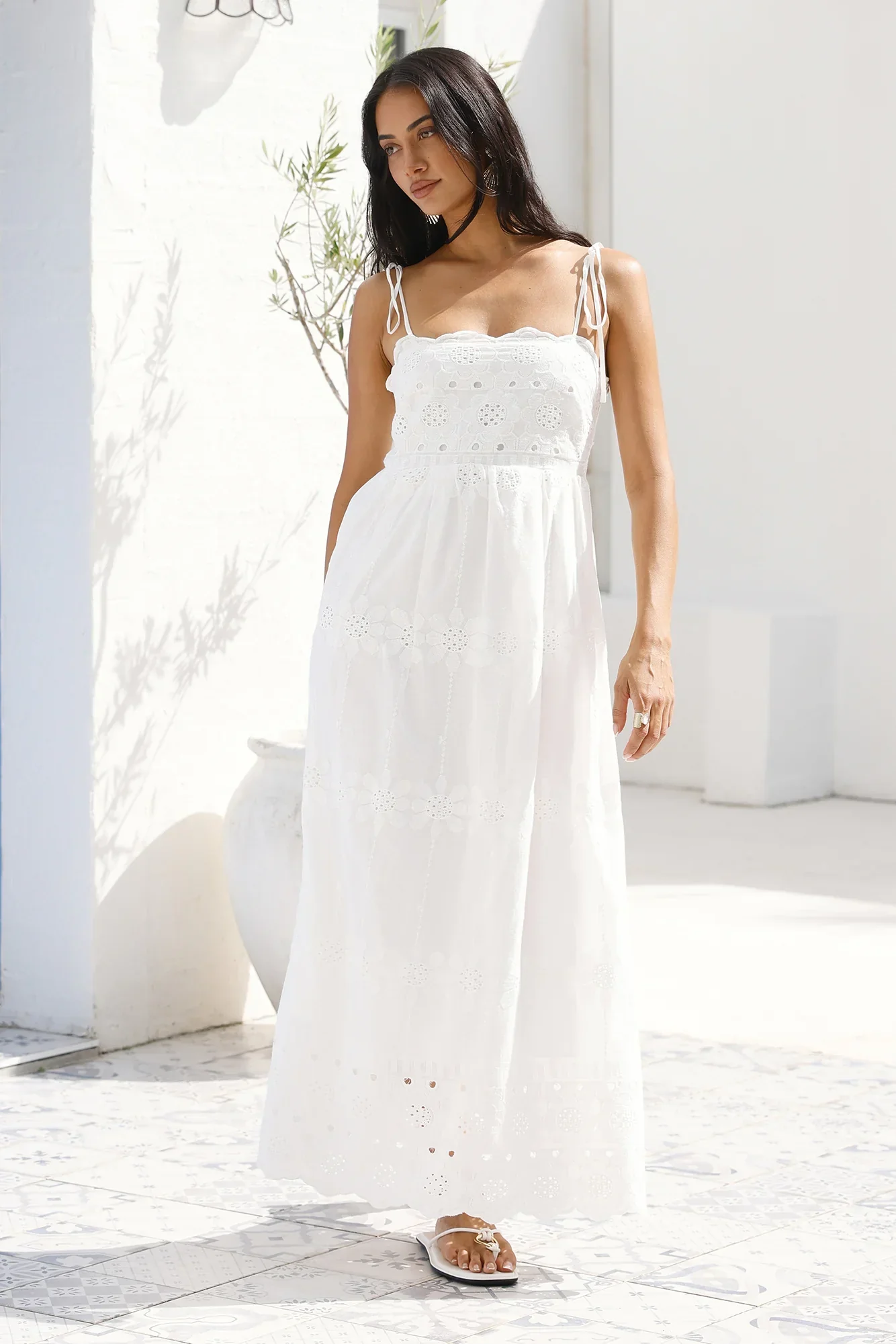 Whispers of Spring Maxi Dress White