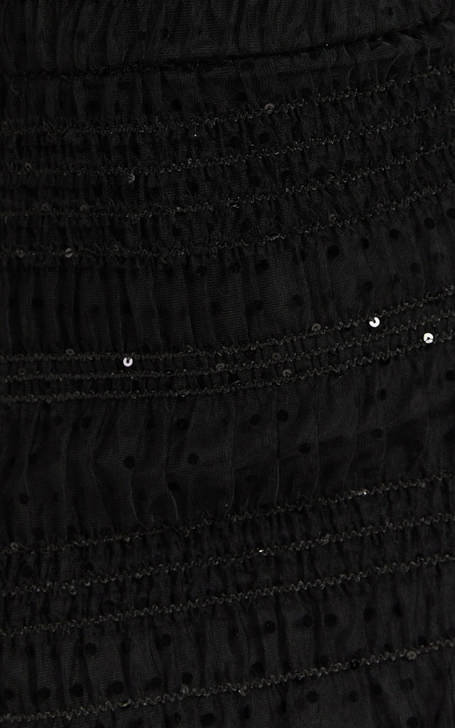 Evelyn Midi Dress Long Sleeve Shirred Tulle Dress in Black Polka