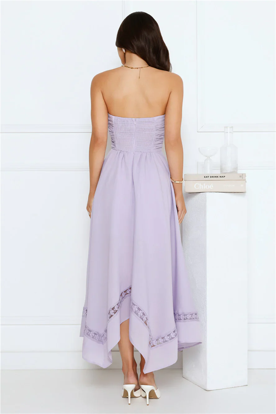 Visit The Moon Strapless Midi Dress Lilac