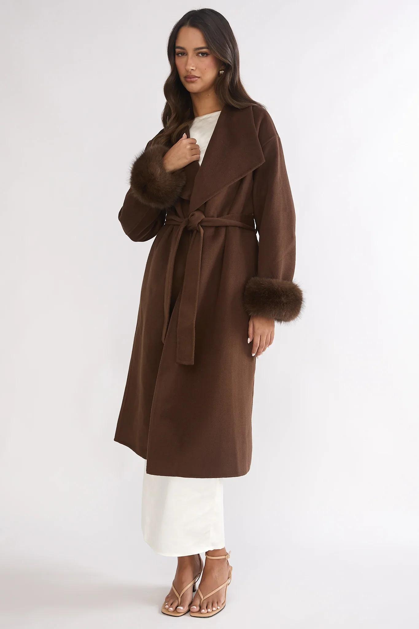 Zannora Faux Fur Coat Chocolate