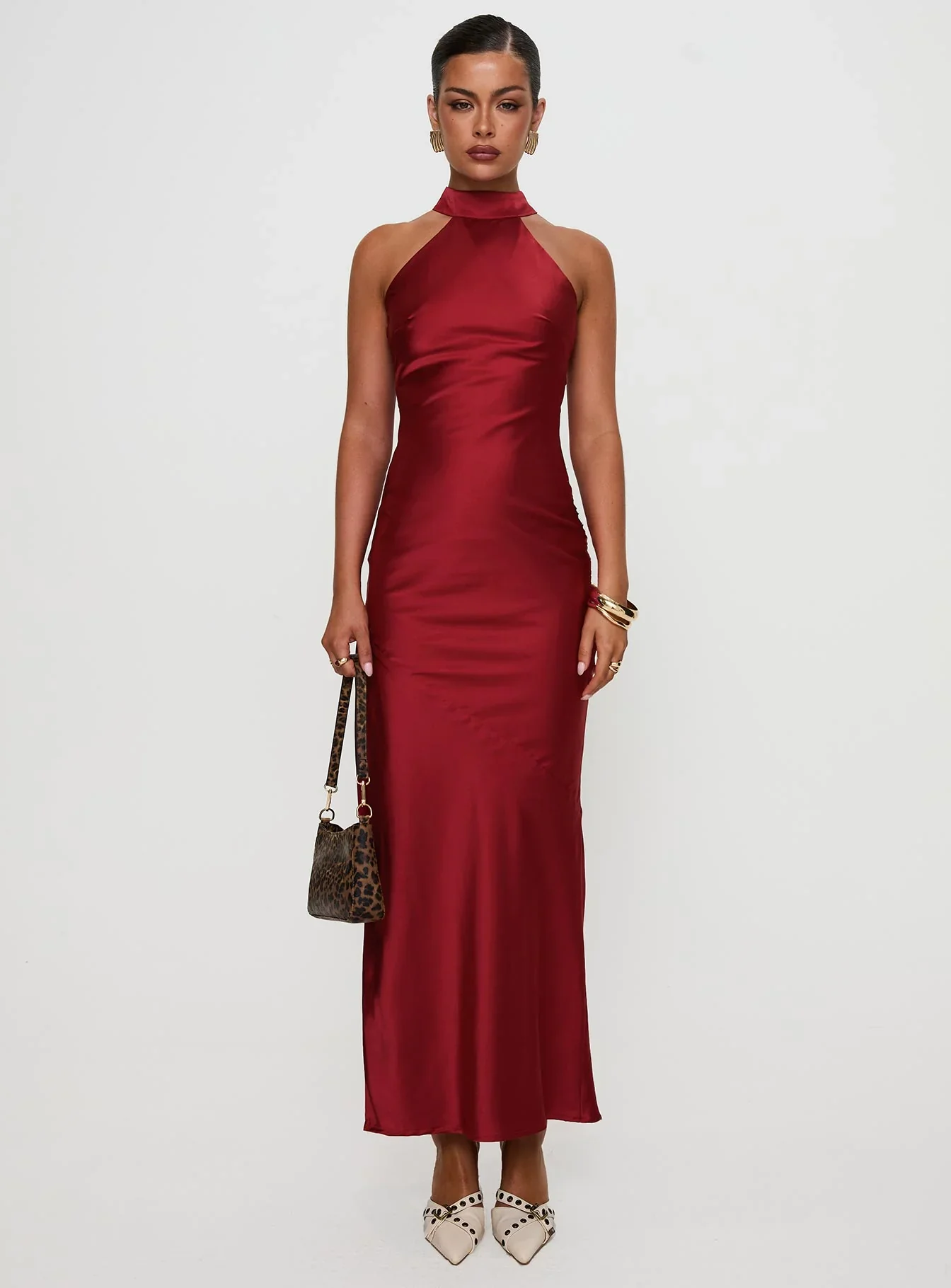 Mordecai Halter Maxi Dress Burgundy