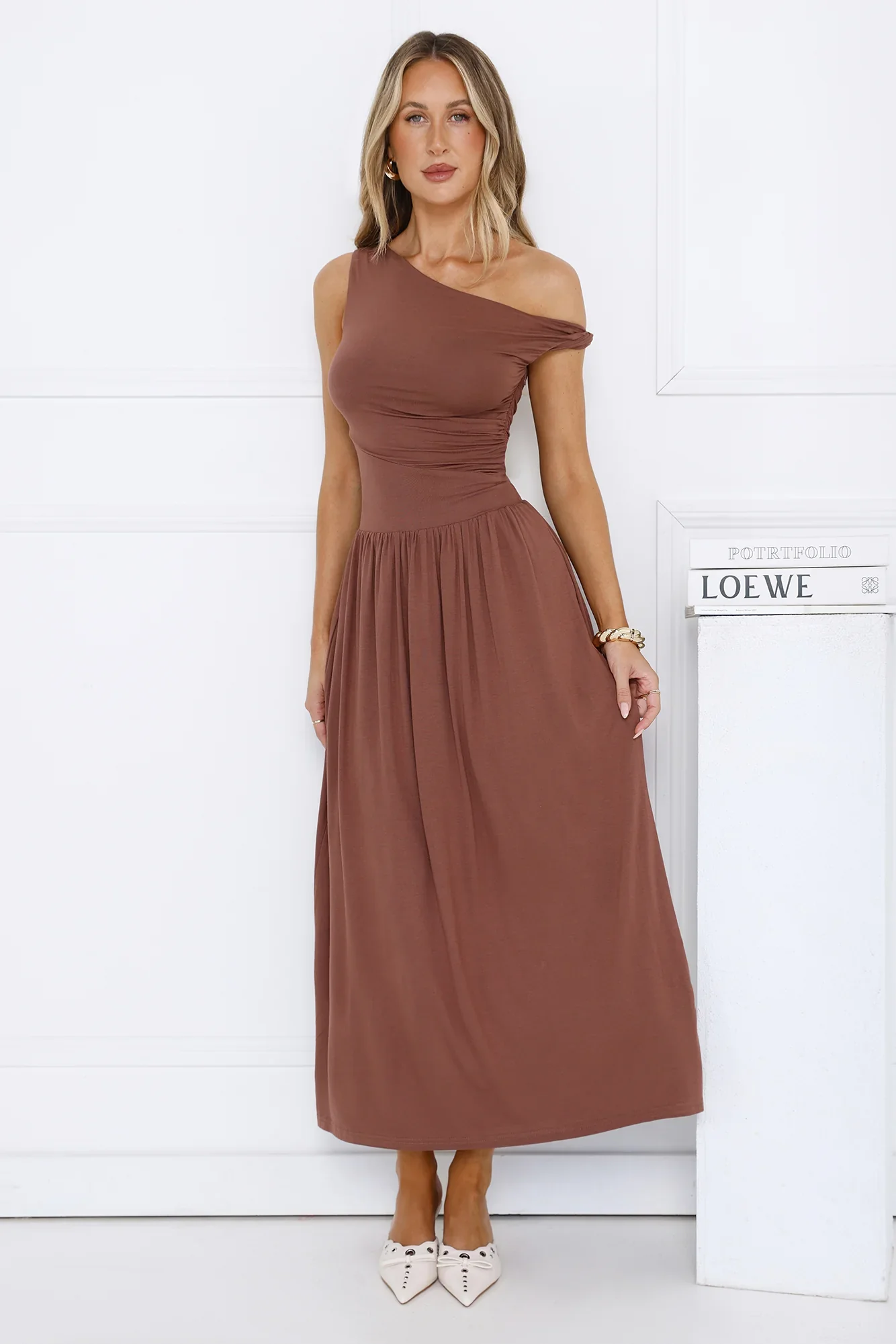 Coastal Daydream Off Shoulder Midi Dress
