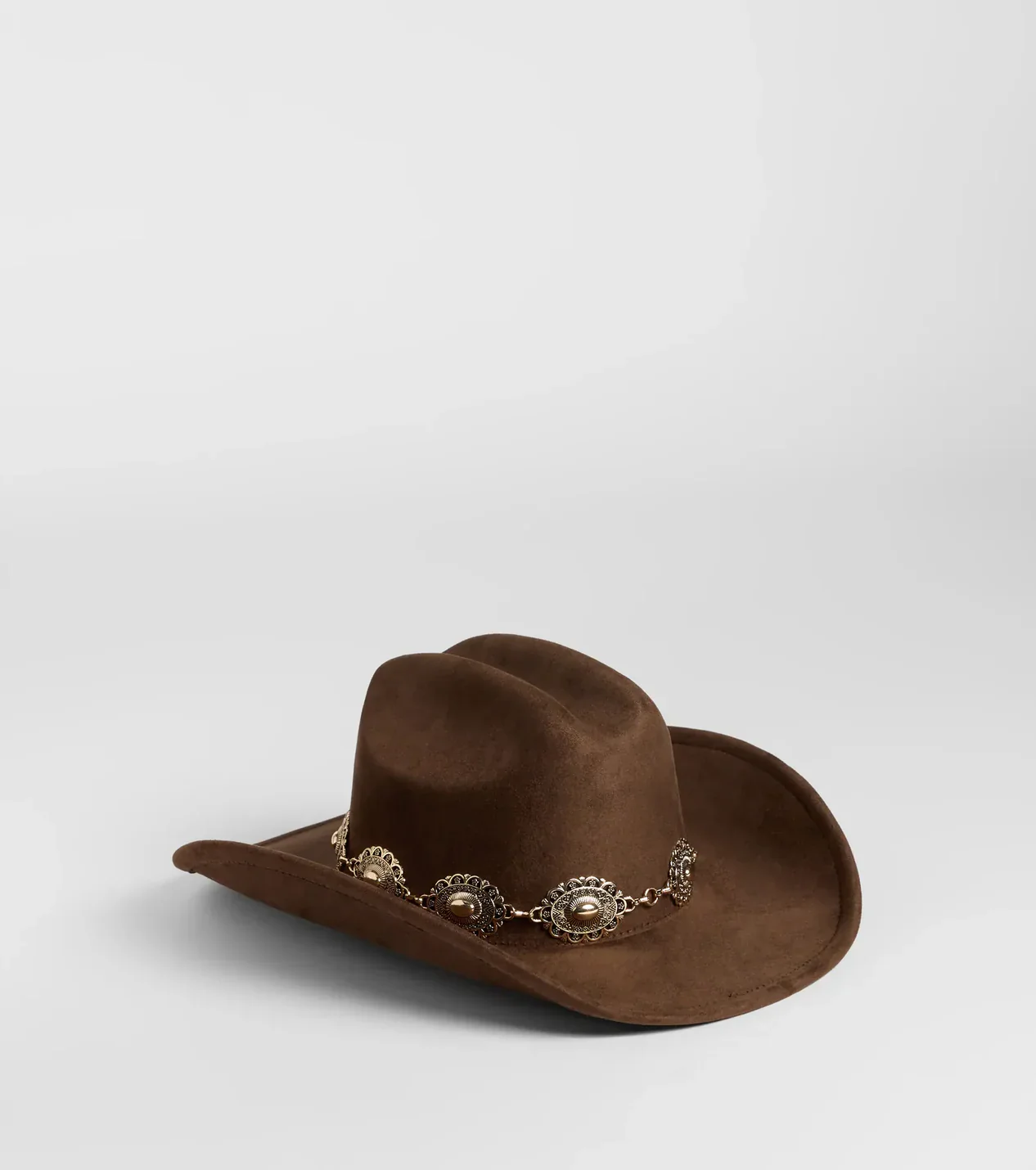 Nice Gal Concho Faux Suede Cowboy Hat
