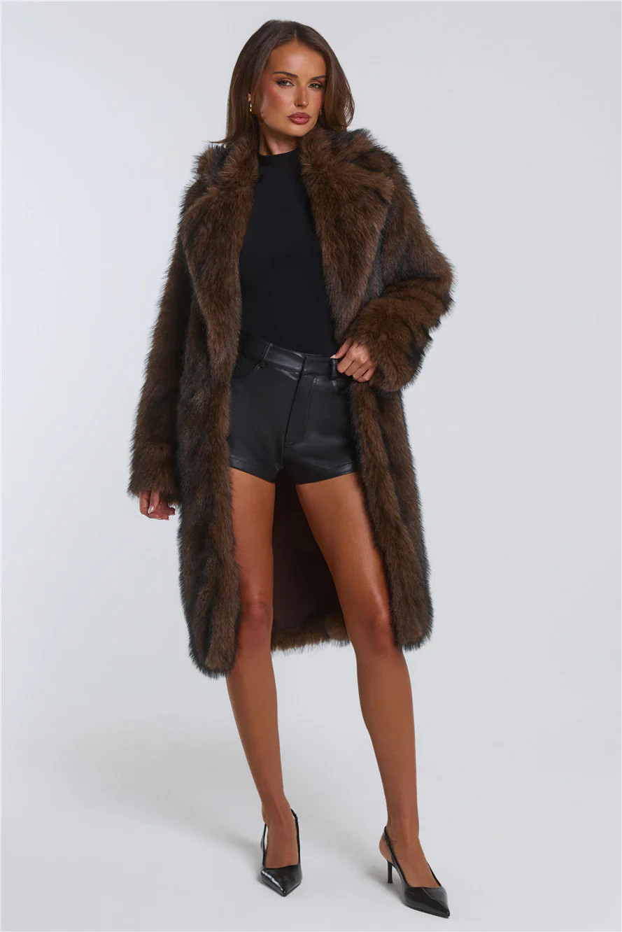 Days In Aspen Faux Fur Coat Brown