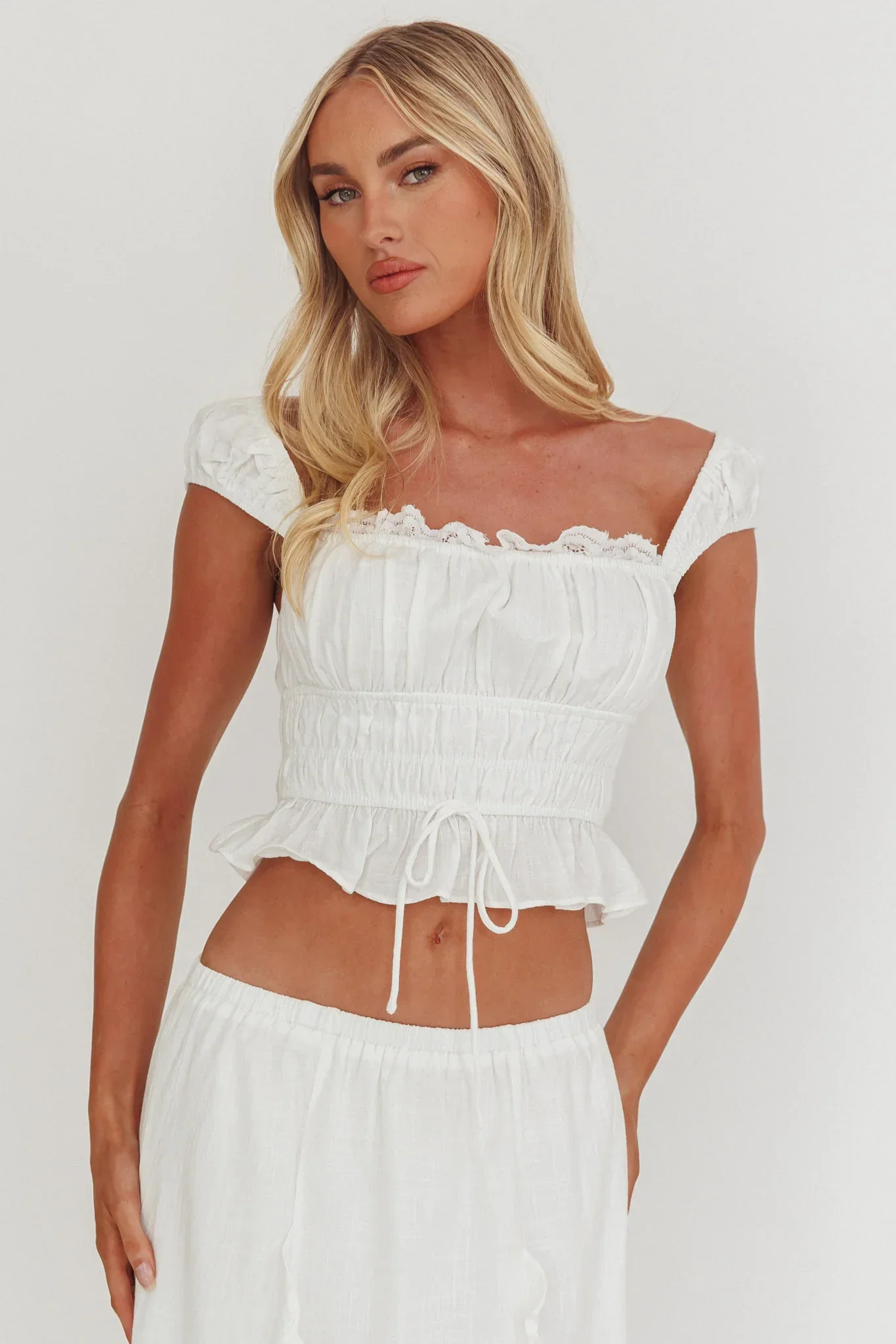 Liora Frill Bust Crop Top White