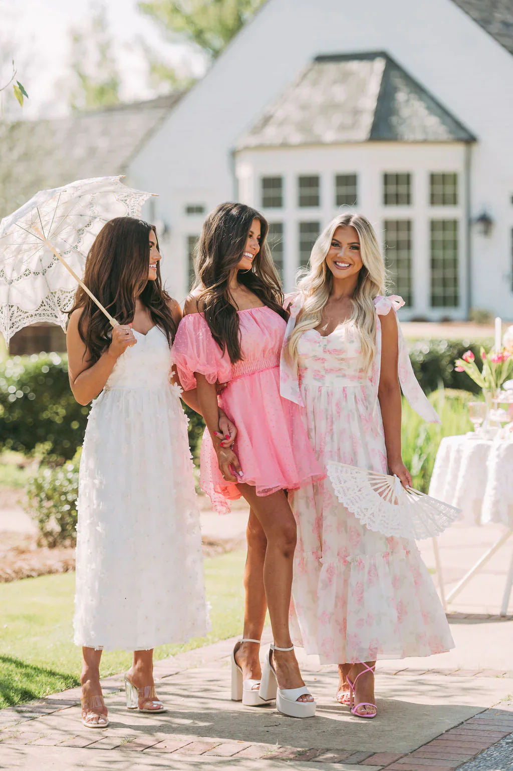 Rosie Shoulder Tie Midi DressPink