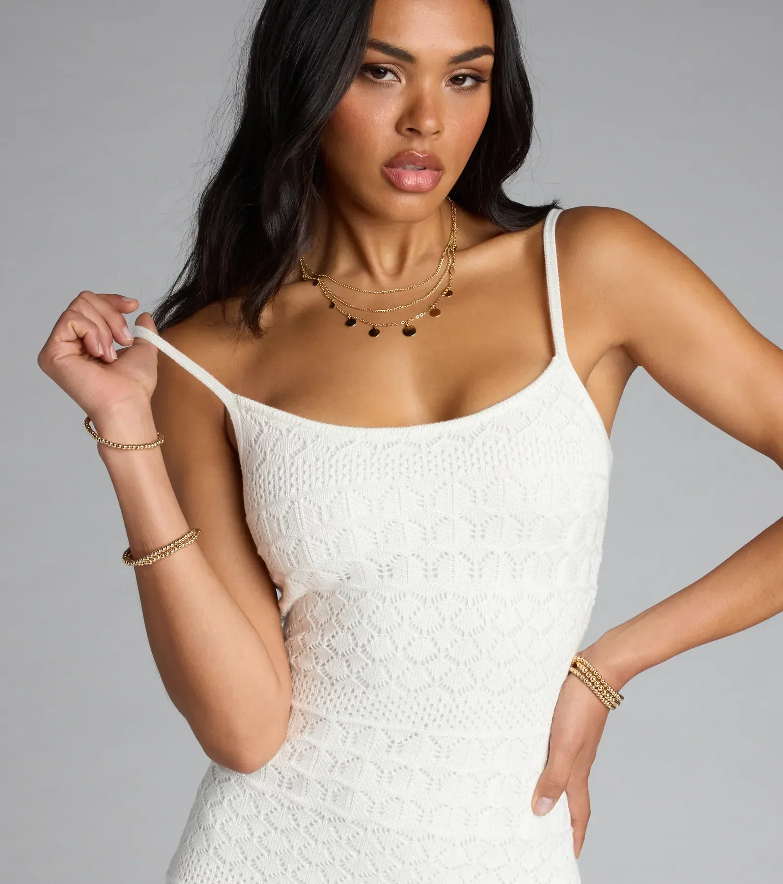 Twist and Slay Crochet Mini Dress
