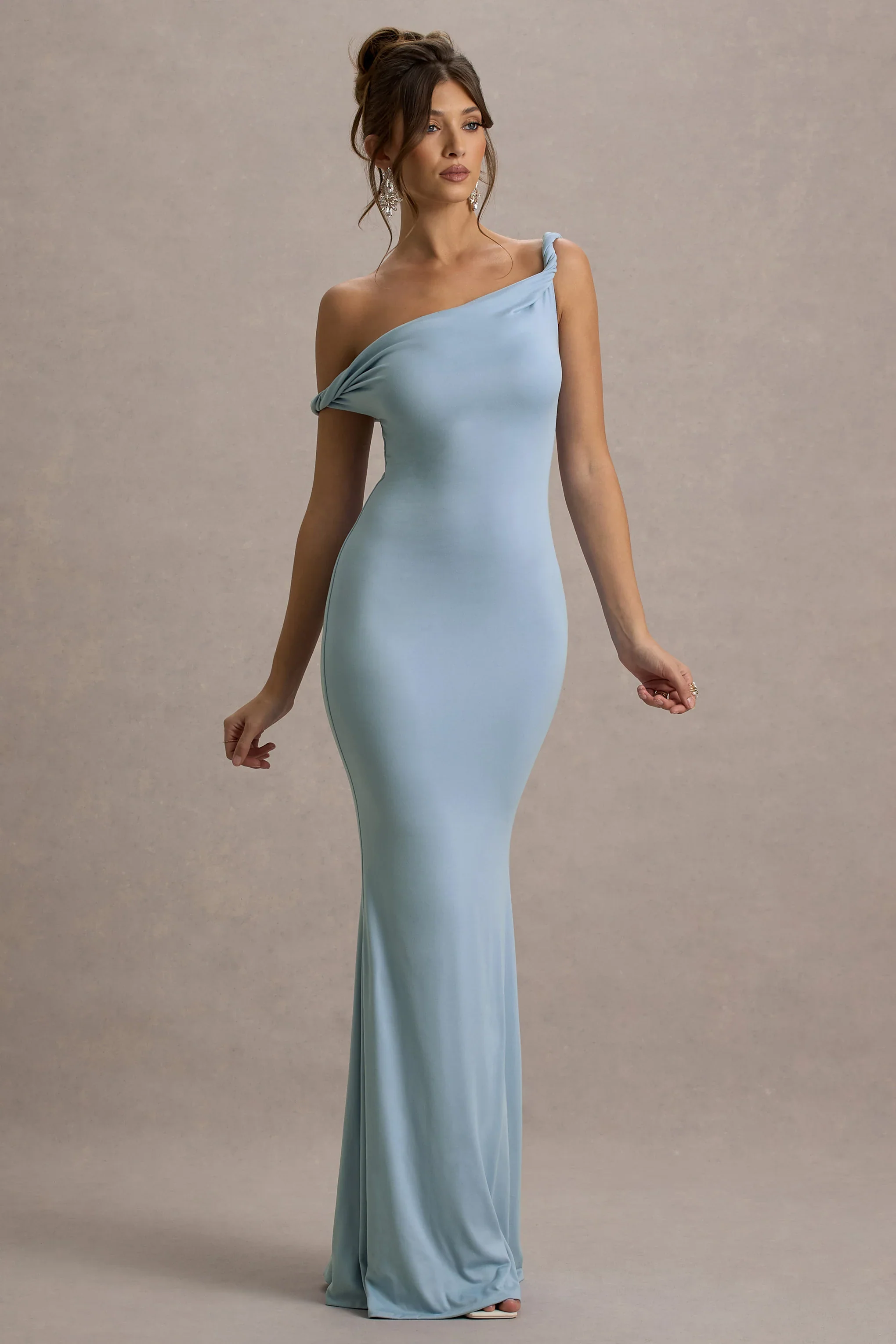 Lita | Powder Blue Twisted Asymmetric Maxi Dress
