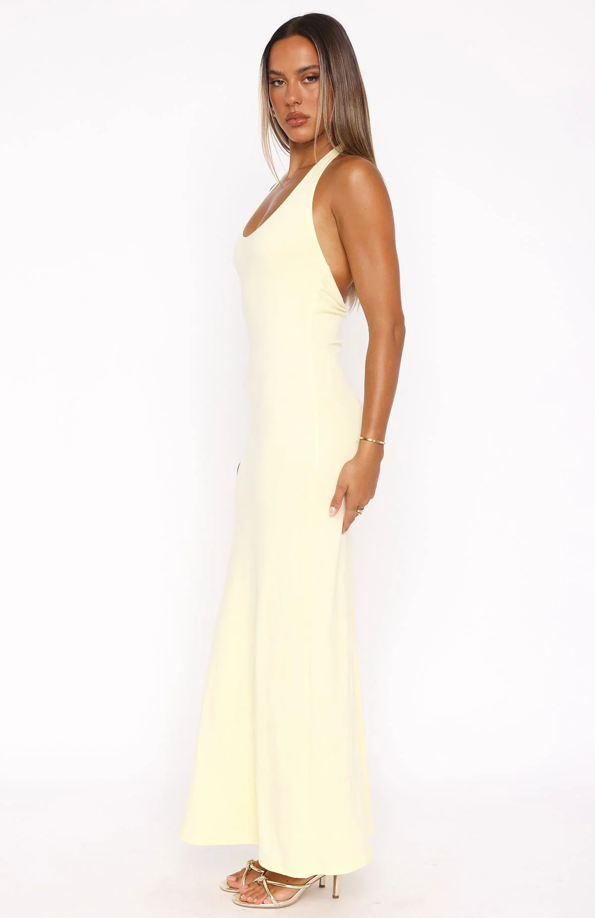 Took A Chance Halter Maxi Dress Lemon