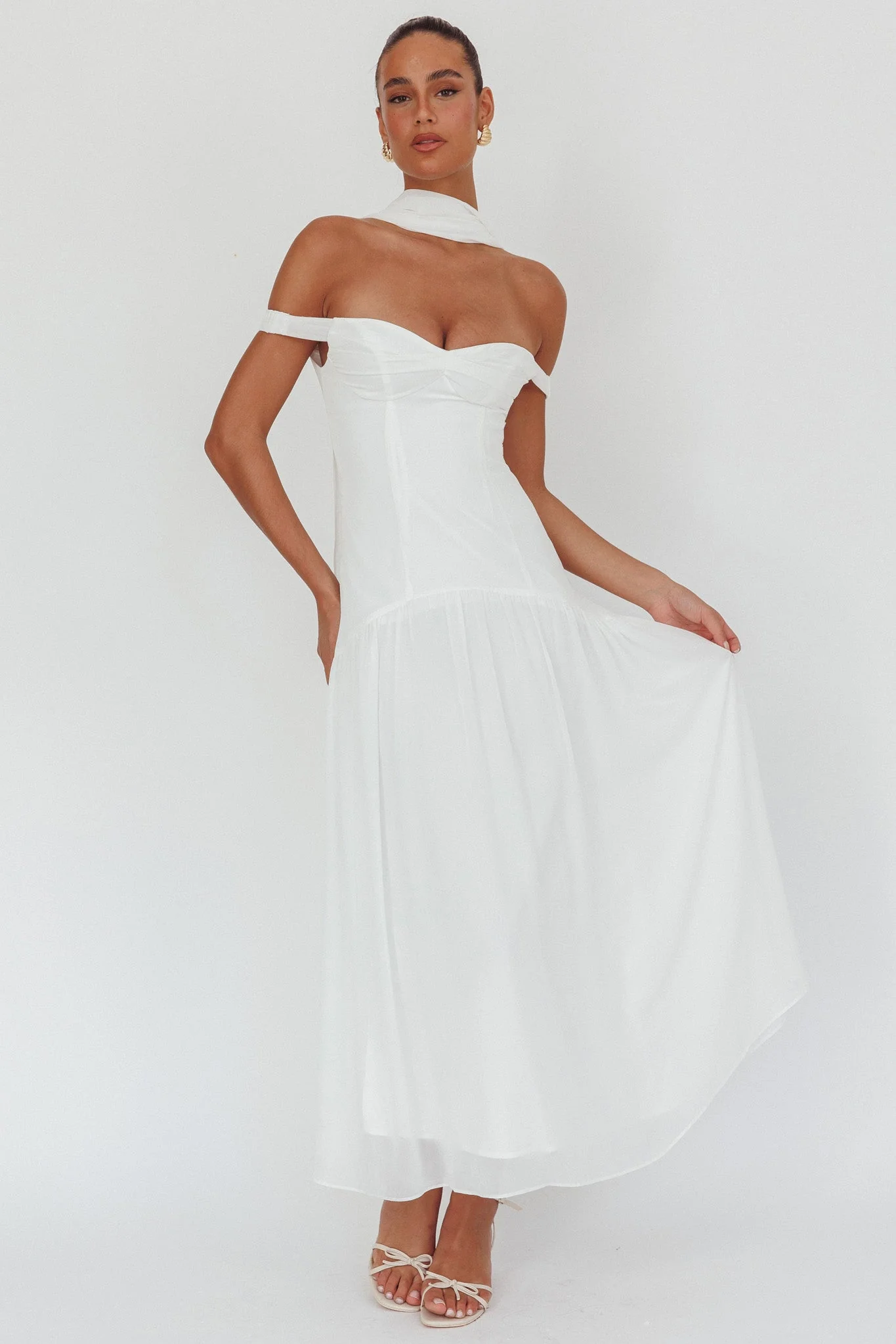 Kaycee Drop Waist Maxi Dress White