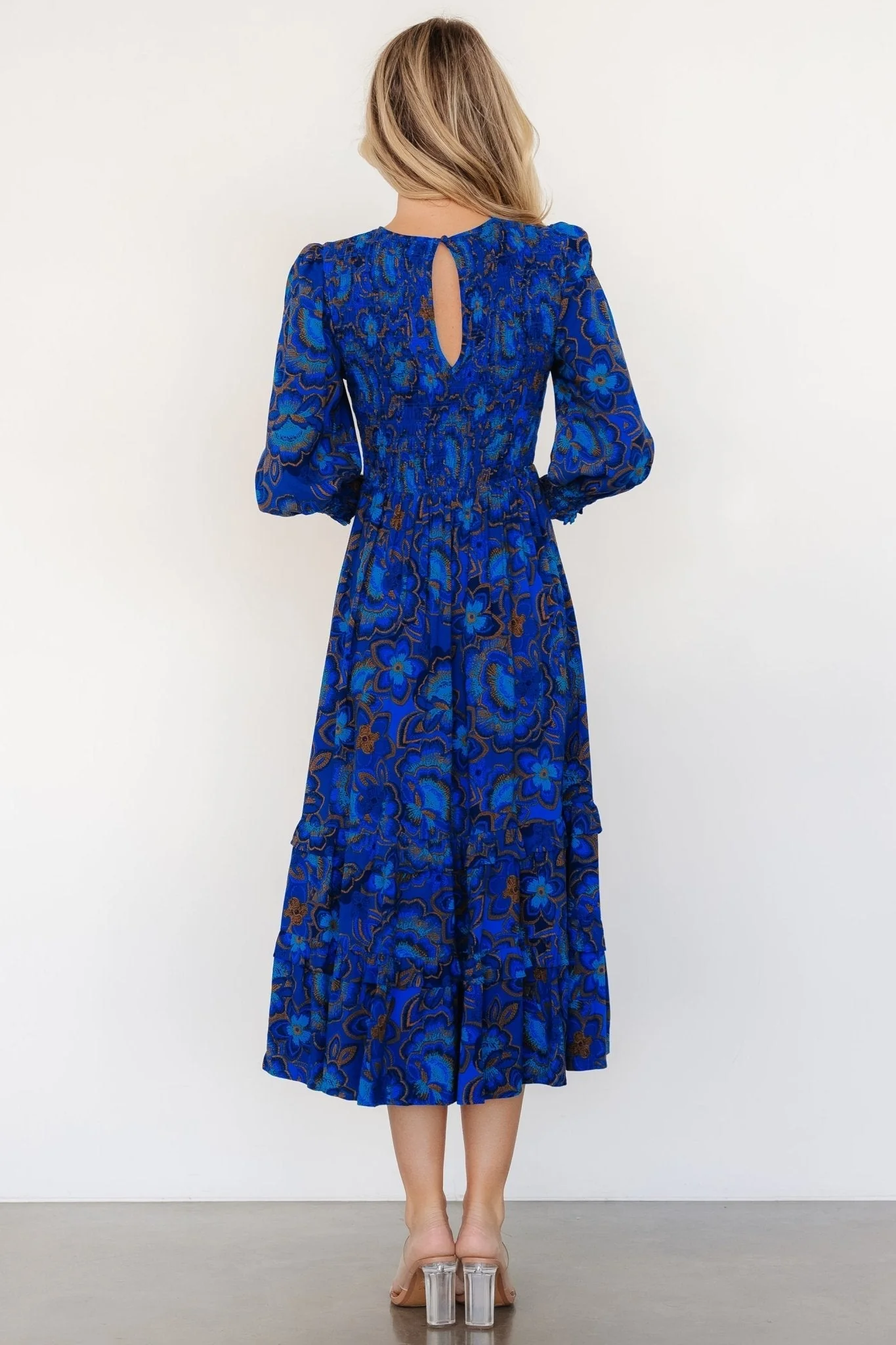 Andersen Smocked Midi Dress | Cobalt Floral