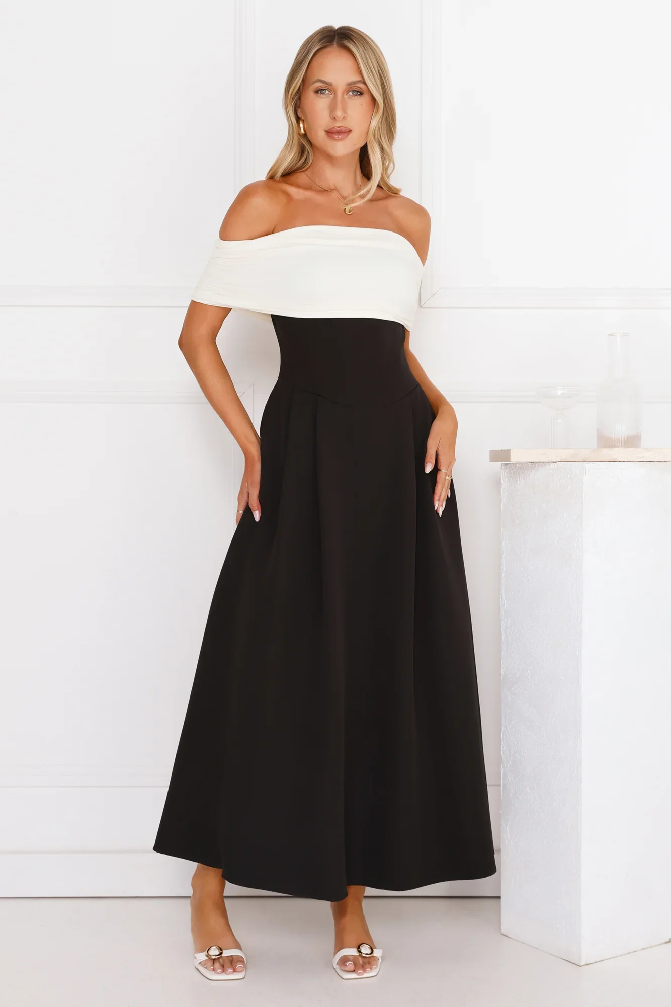 Too Hot To Handle Off Shoulder Maxi Dress