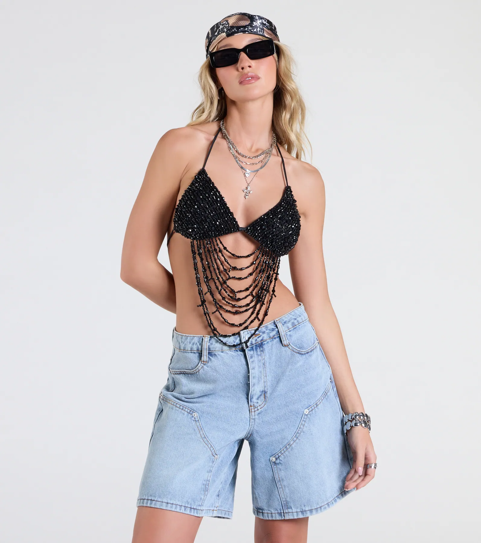 Festival Headliner Beaded Triangle Bralette