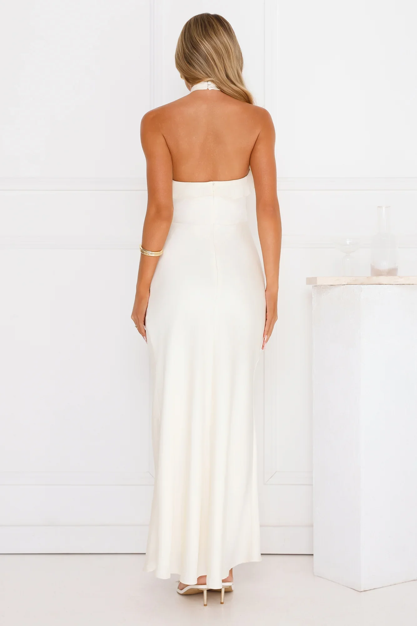 Luxora Lady Halter Satin Maxi Dress