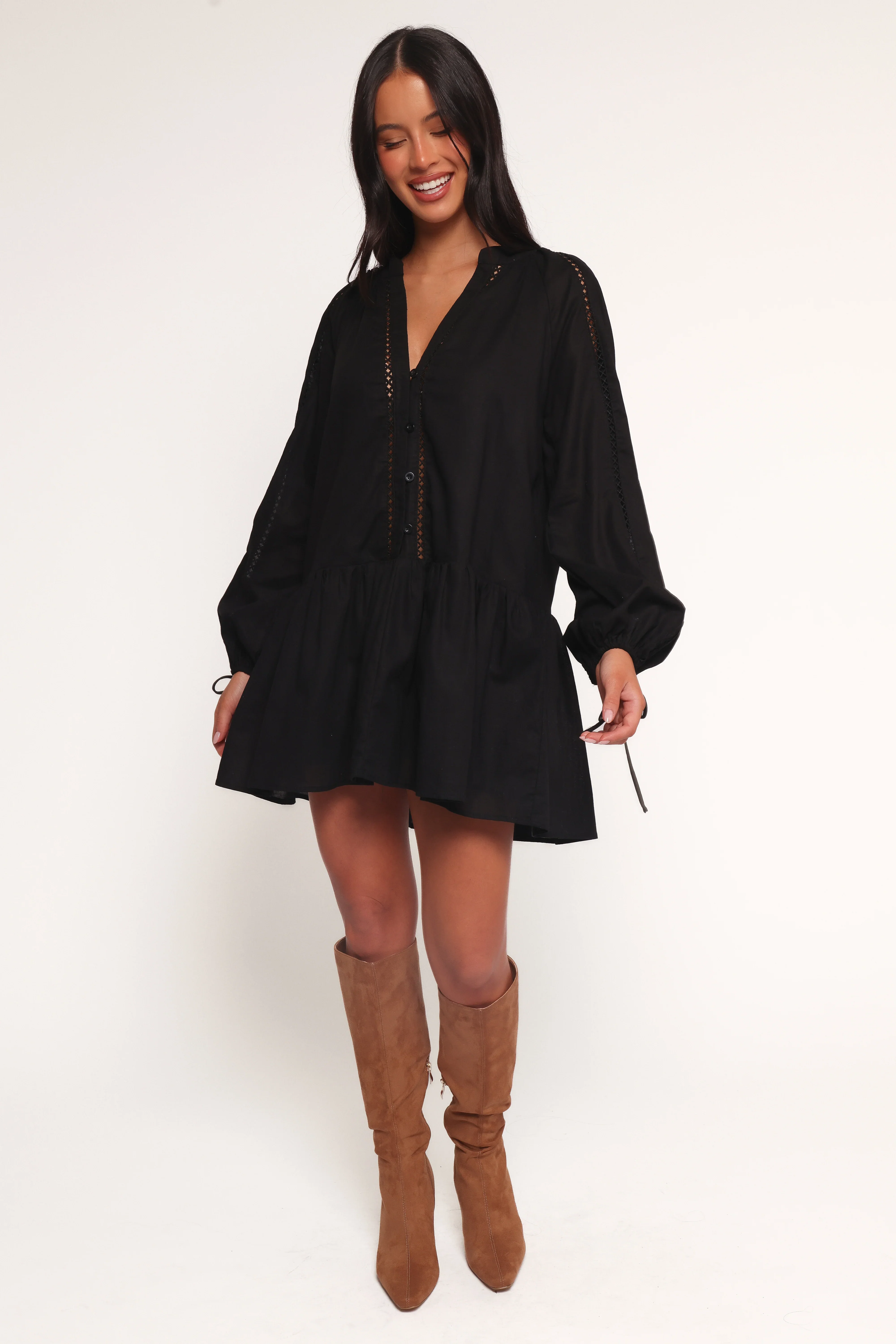 Hart Long Sleeve Mini Dress - Black