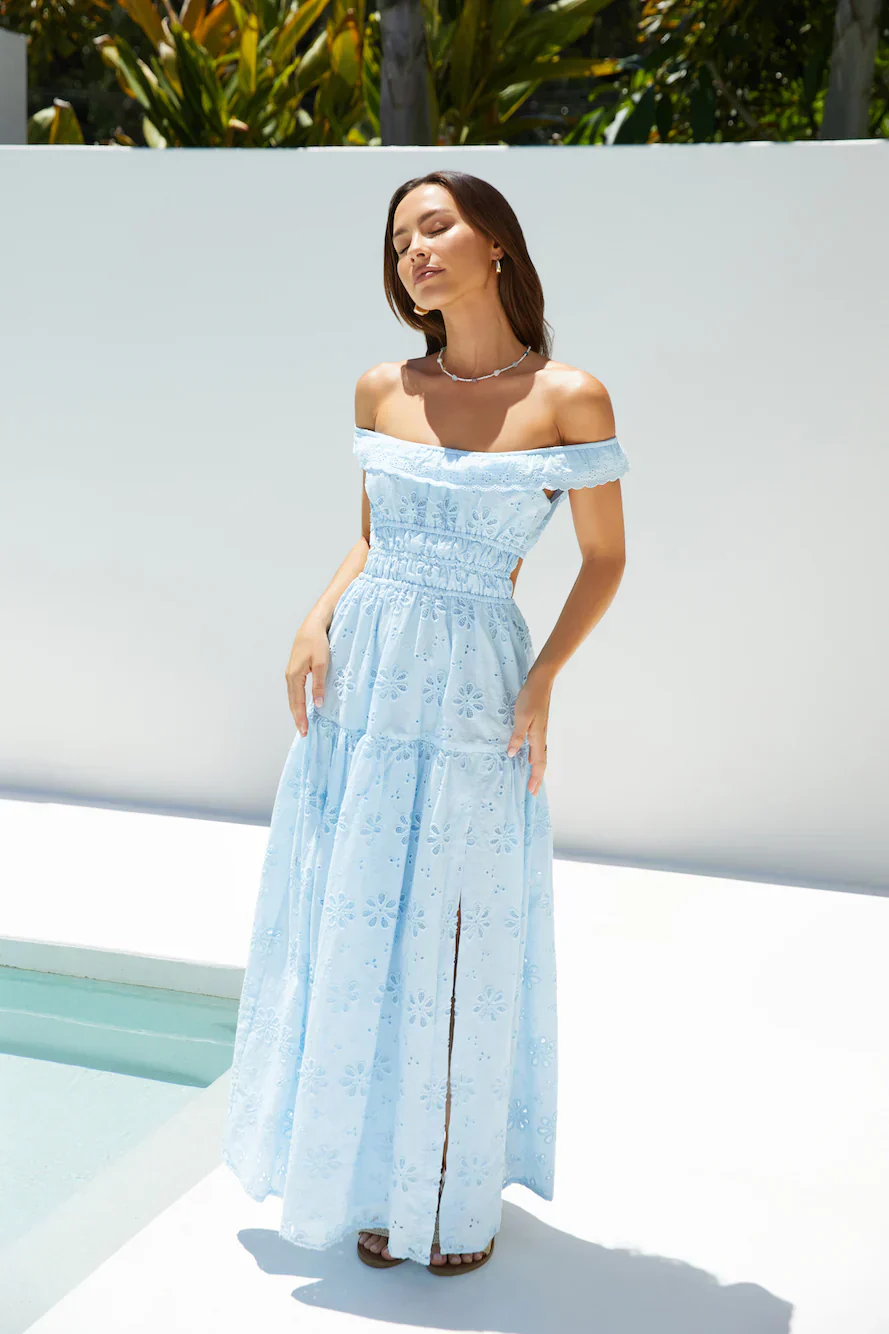 Lemon Blossom Maxi Dress Blue