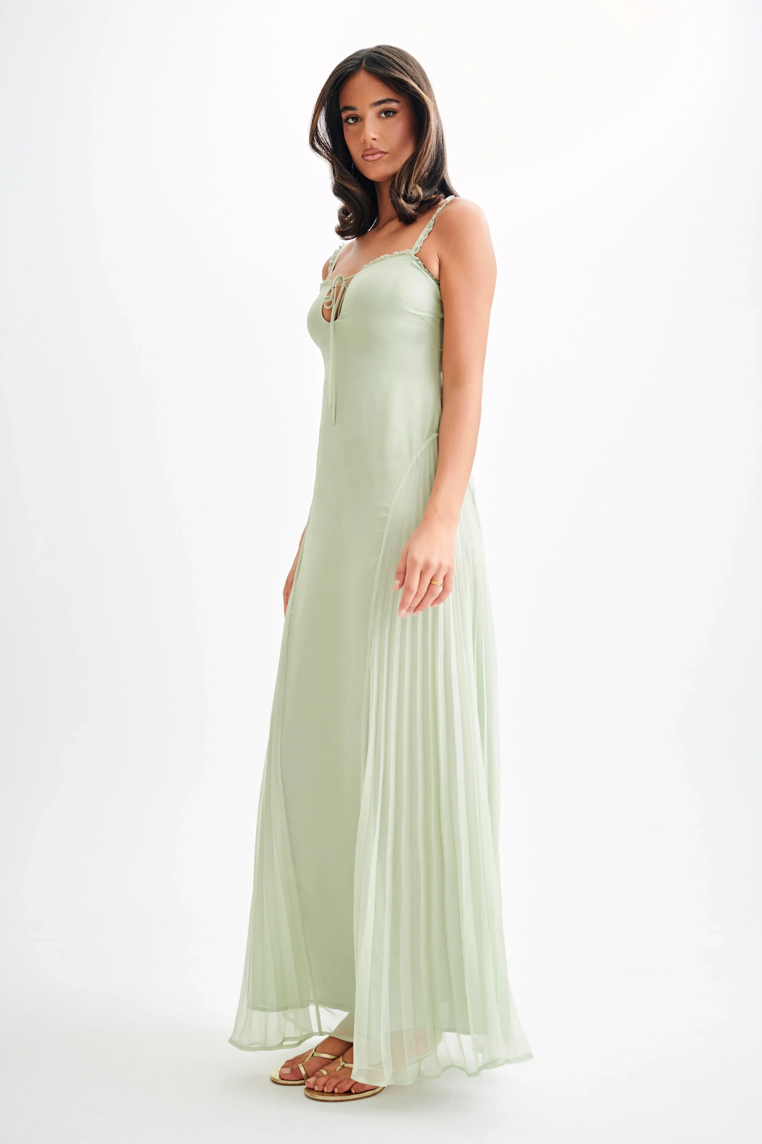 Saira Chiffon Maxi Dress - Pastel Green