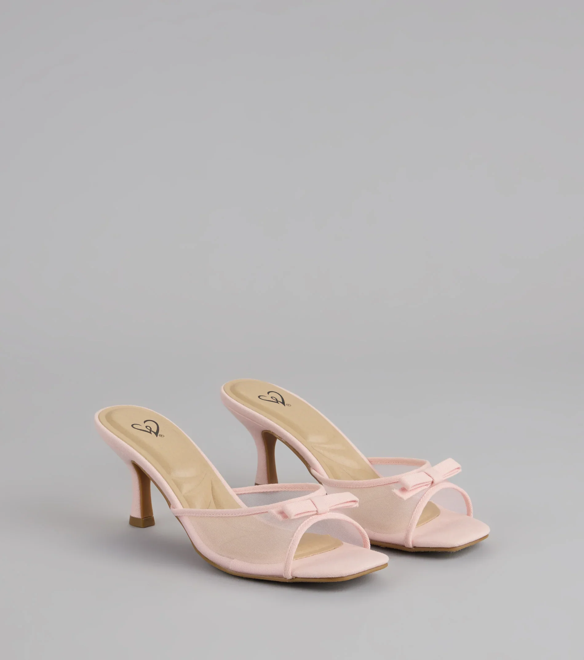 Dainty Drama Mesh Bow Kitten Mules