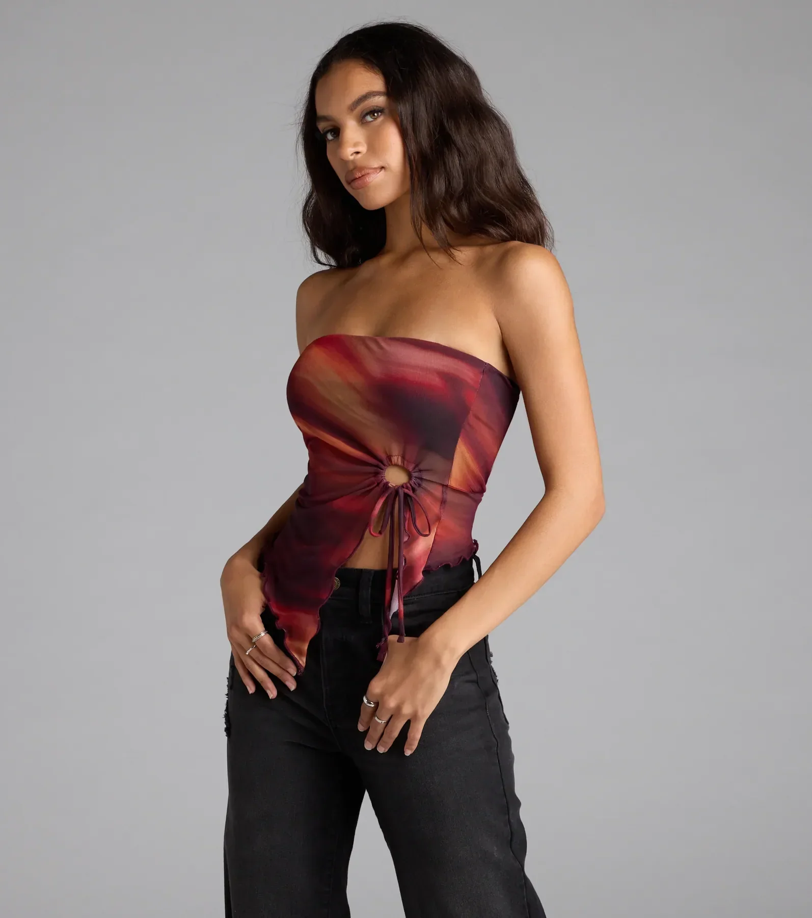 So Fly Abstract Slit Crop Top