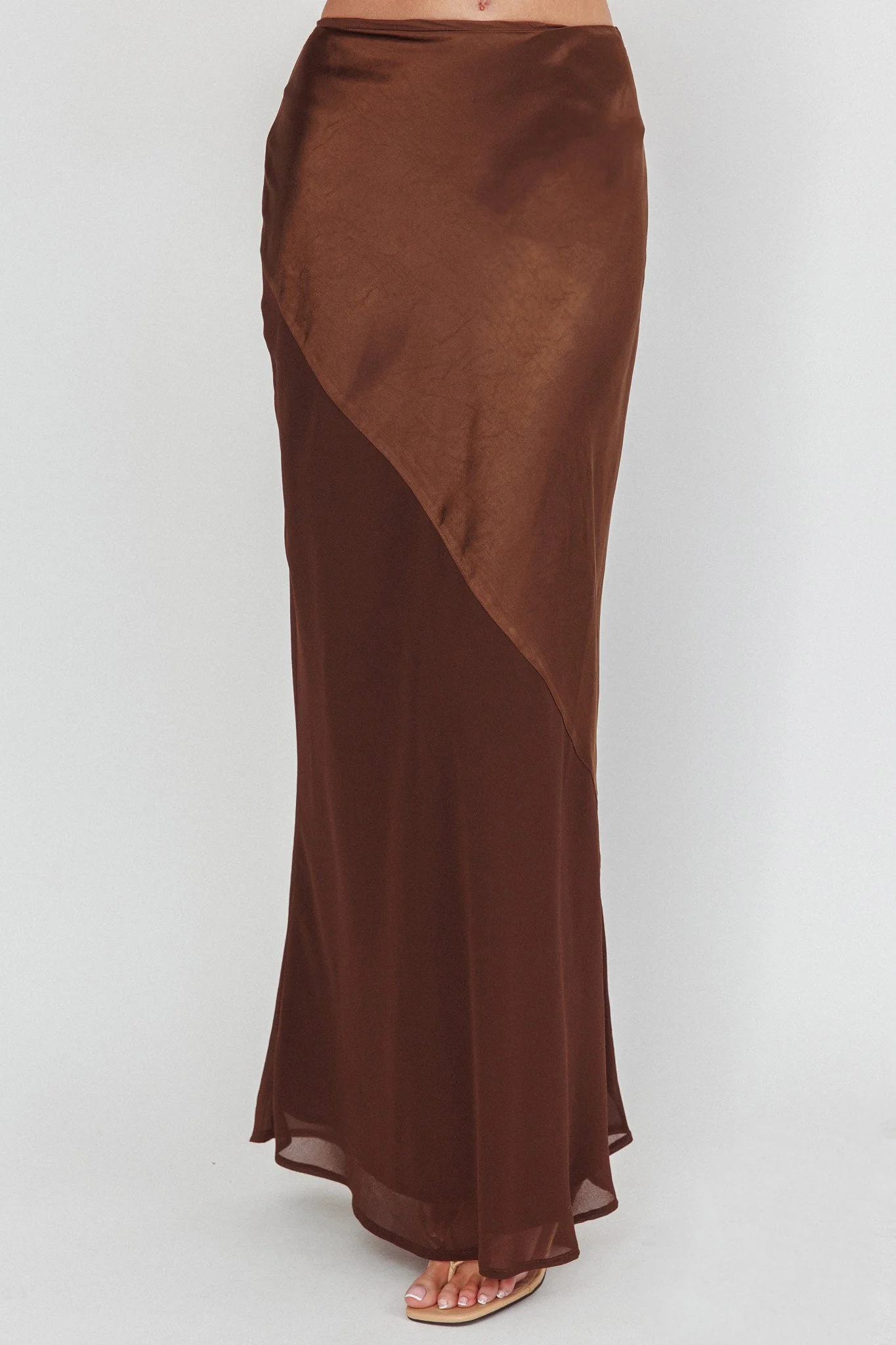 Easy Love Contrast Maxi Skirt Chocolate