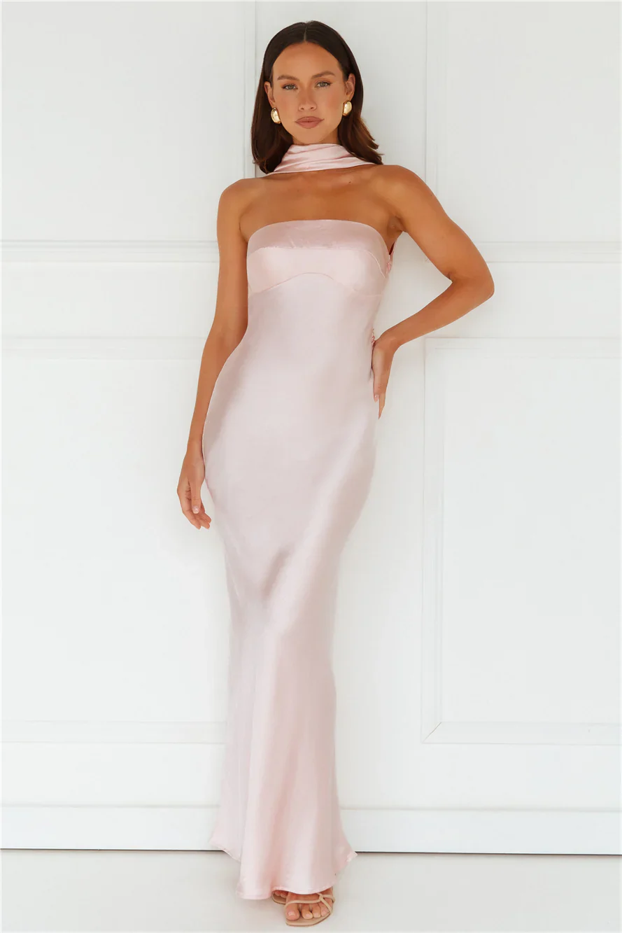 Precious Pearl Satin Maxi Dress